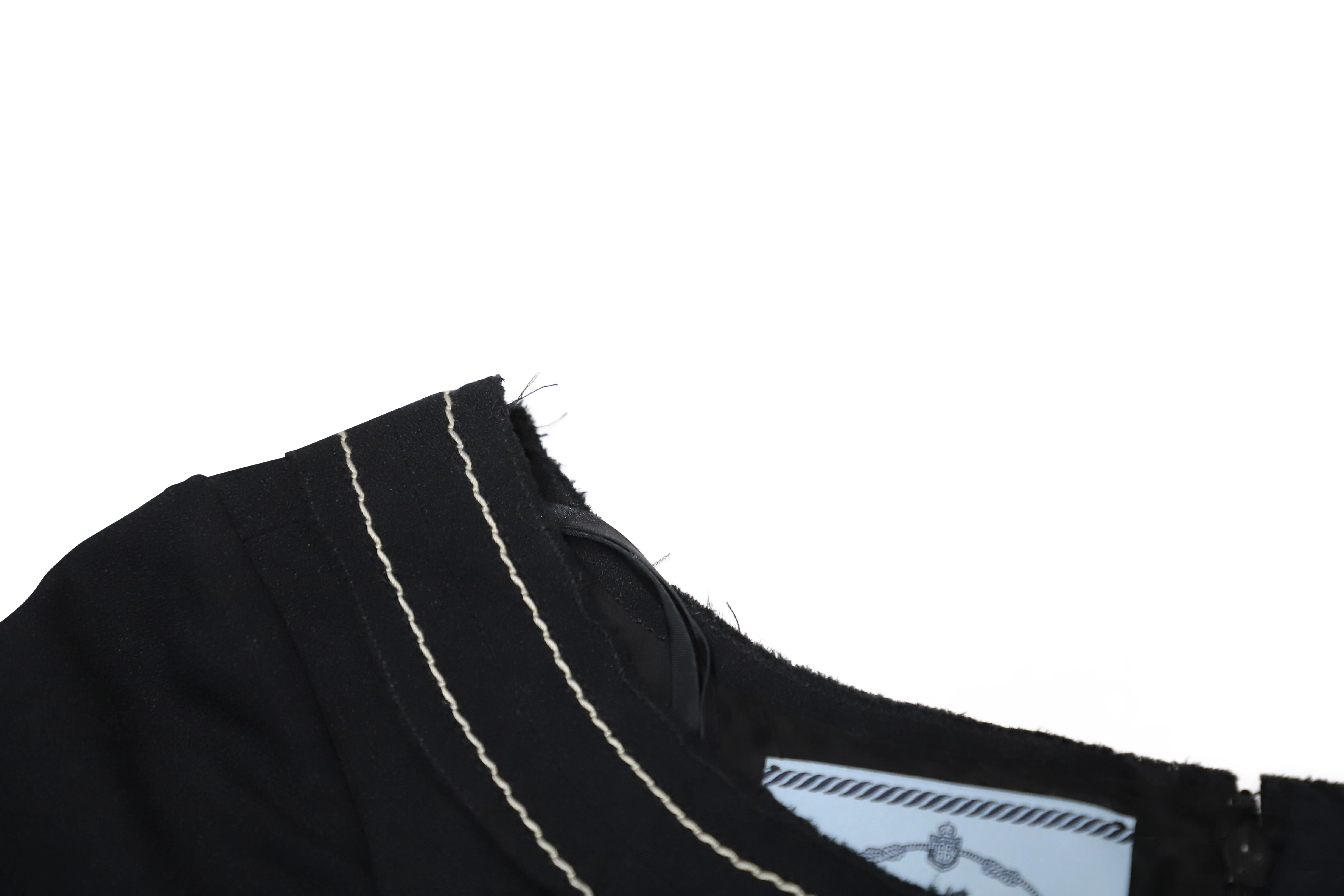 Women's Prada Contrast Stitch Midi Dress in Black Silk - Image 8