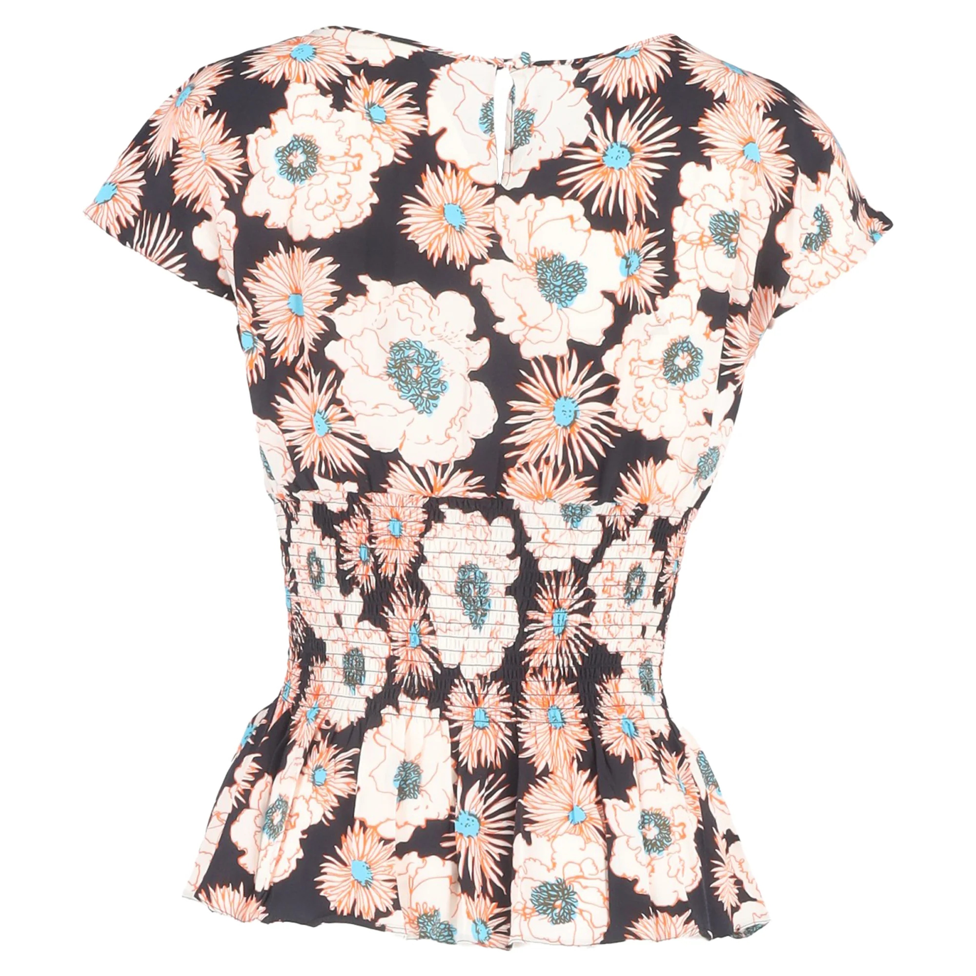 Women's Prada Floral Printed Shirred Blouse in Multicolor Viscose - Image 3