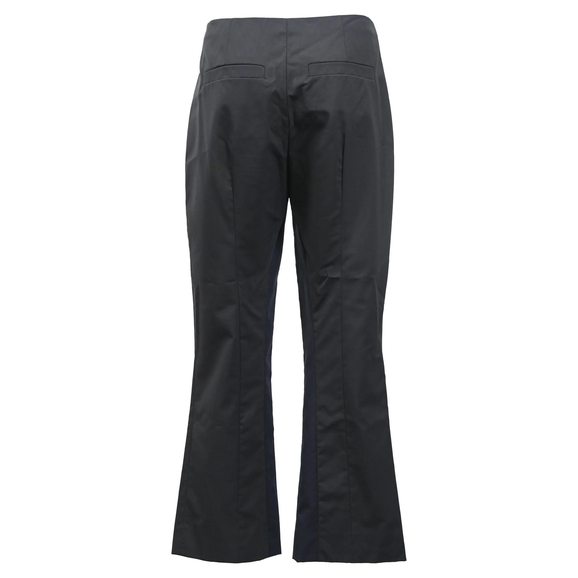 Women's  Prada High-Rise Bell Trousers in Black Cotton - Image 3