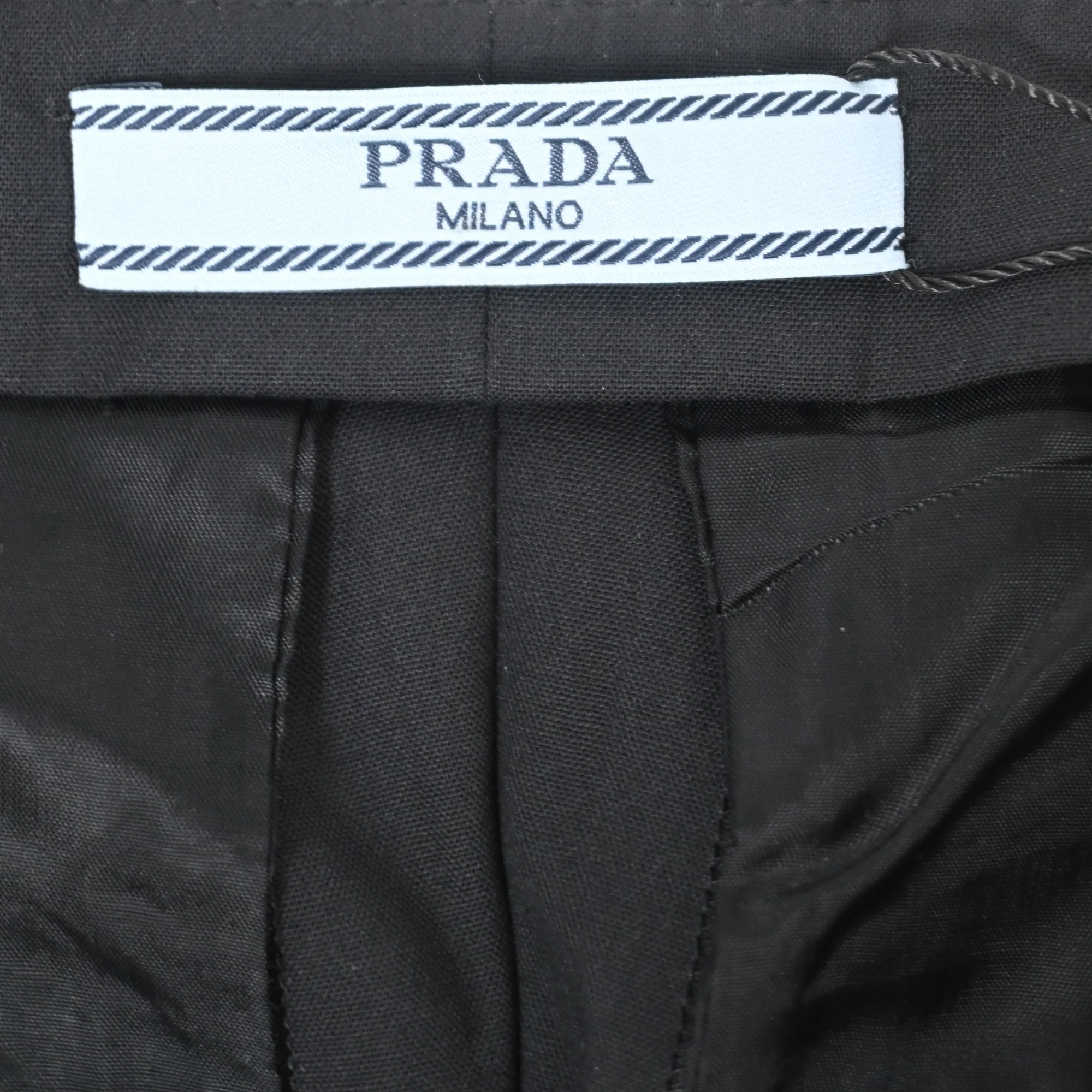 Women's  Prada High-Rise Bell Trousers in Black Cotton - Image 4