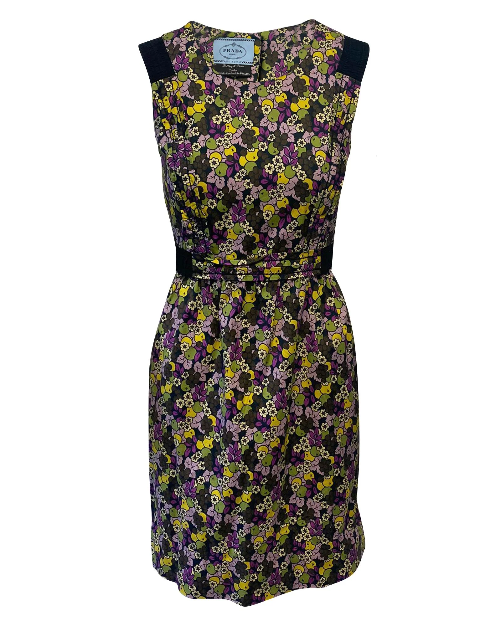 Women's Prada Holliday & Brown Floral Dress in Multicolor Polyester - Image 3