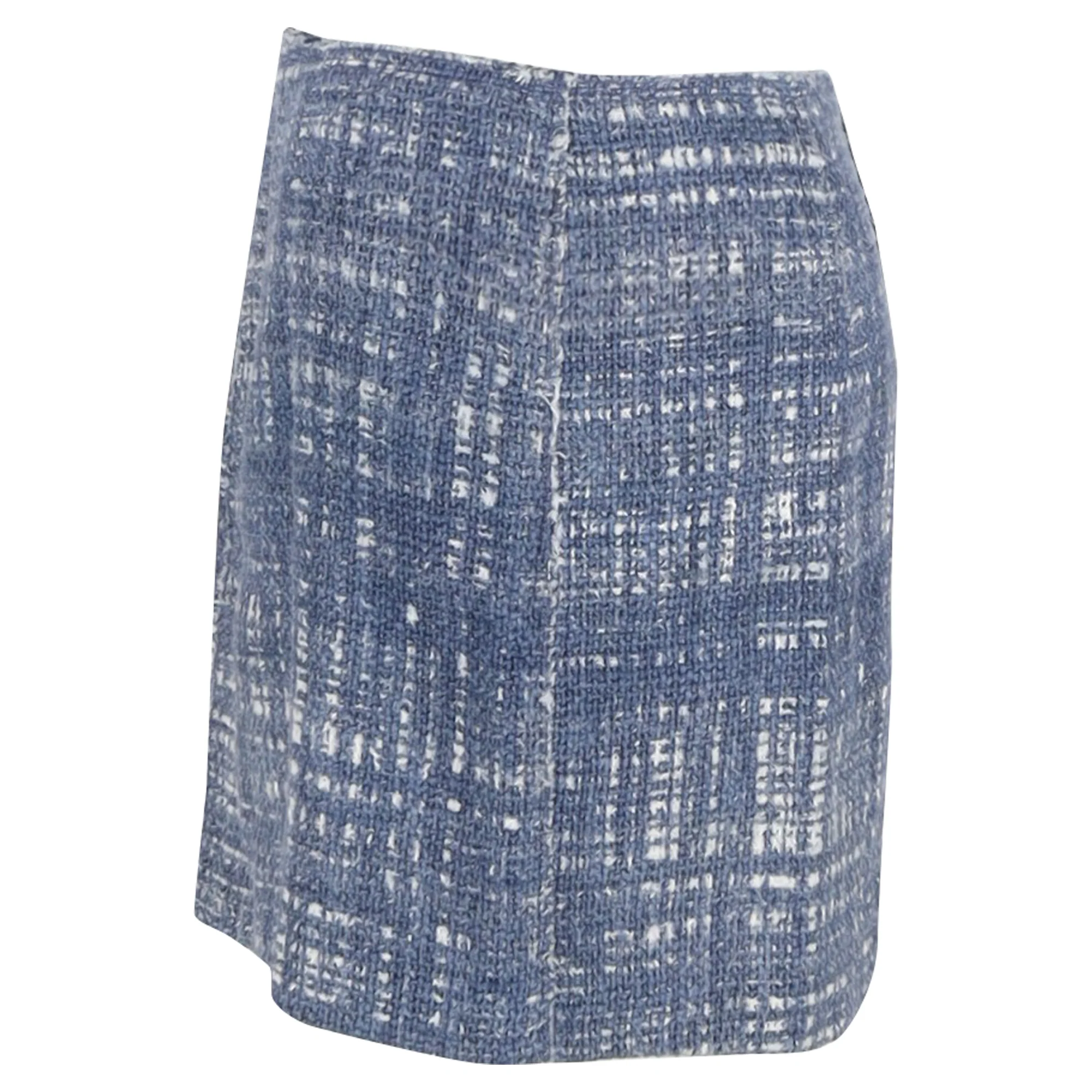 Women's Prada Mini Tweed A-Line Skirt in Blue Cotton - Image 2