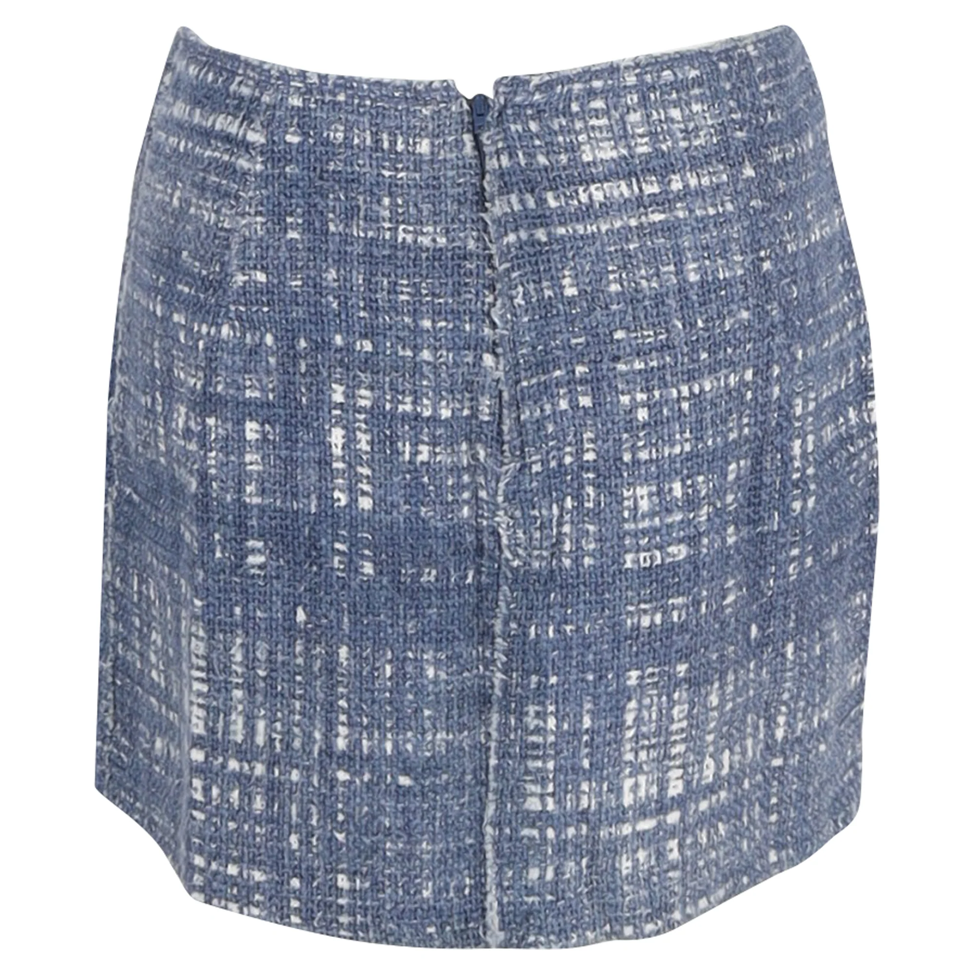 Women's Prada Mini Tweed A-Line Skirt in Blue Cotton - Image 3