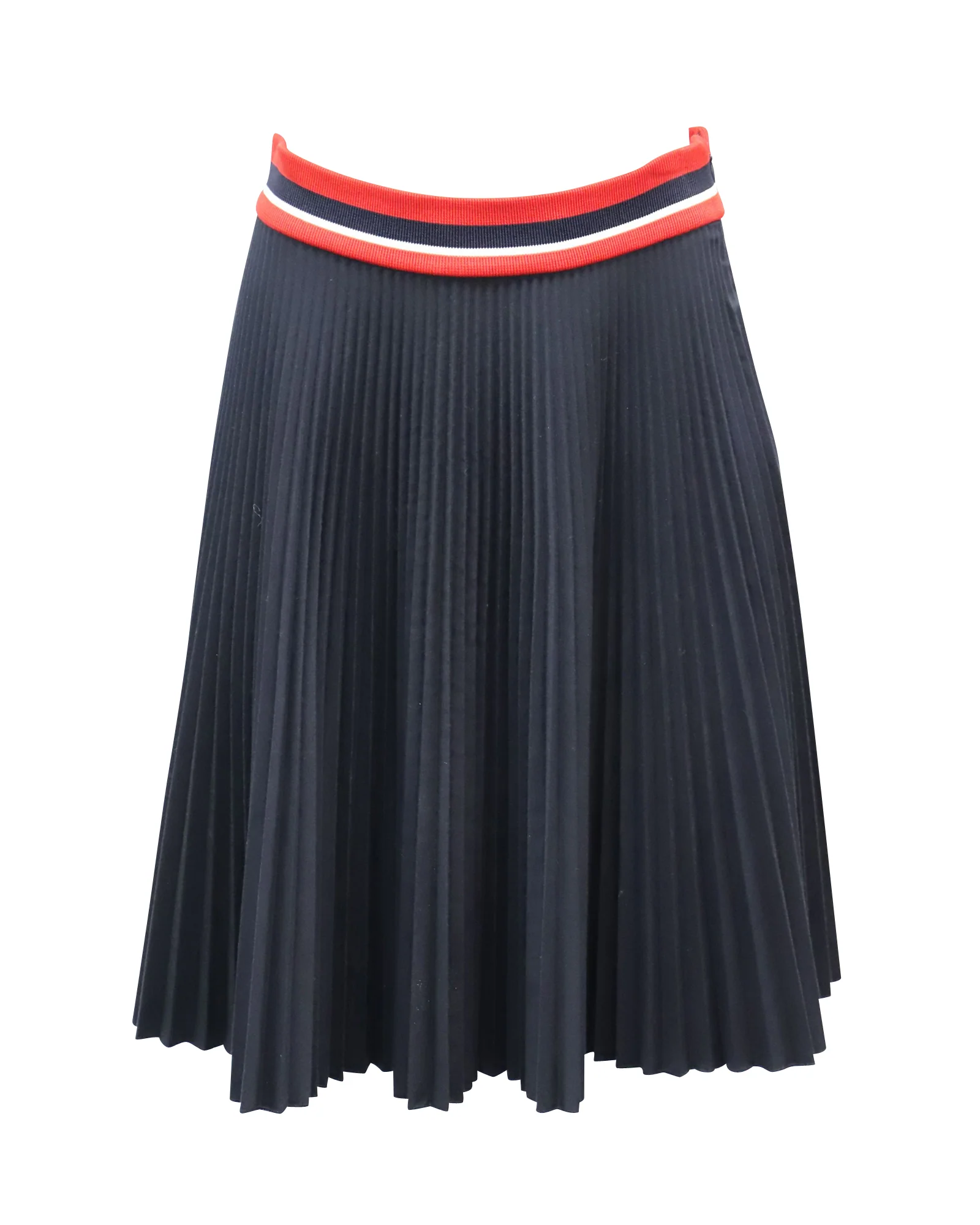 Women's Prada Pleated Skirt in Navy Blue Polyester