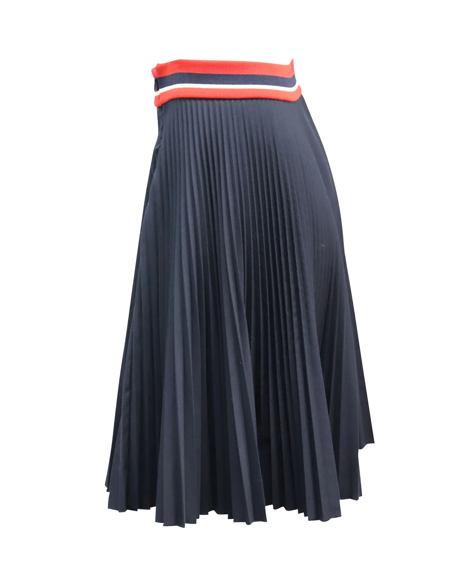 Women's Prada Pleated Skirt in Navy Blue Polyester - Image 2