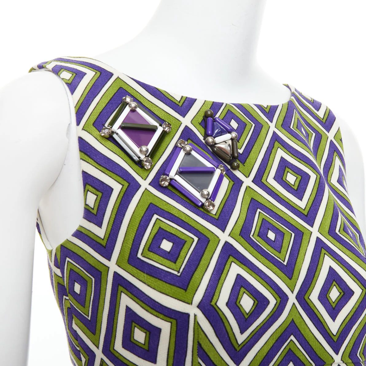 Women's Prada resin applique mod mini dress - Image 8