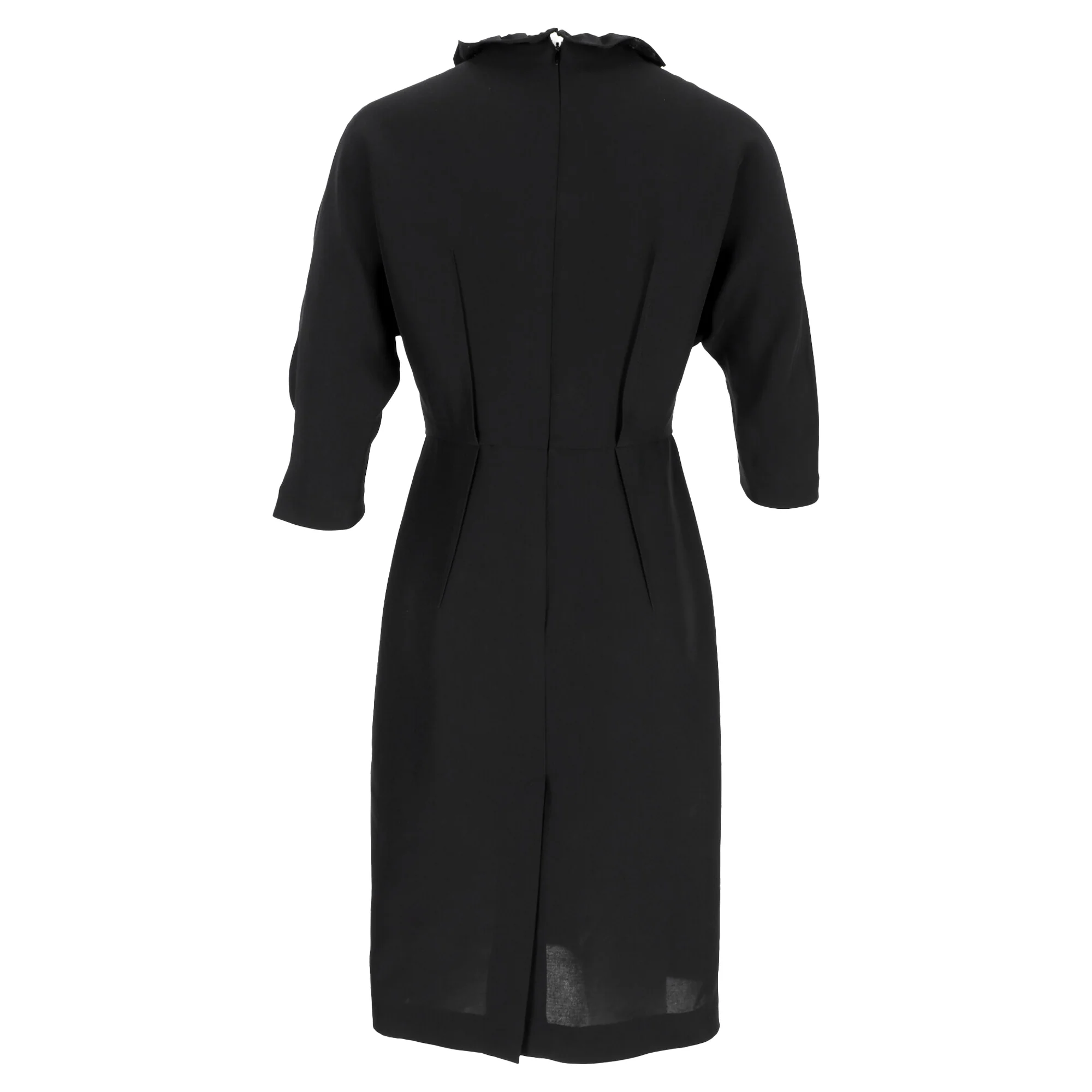 Women's Prada Ruffled Neckline Midi Dress in Black Viscose - Image 3