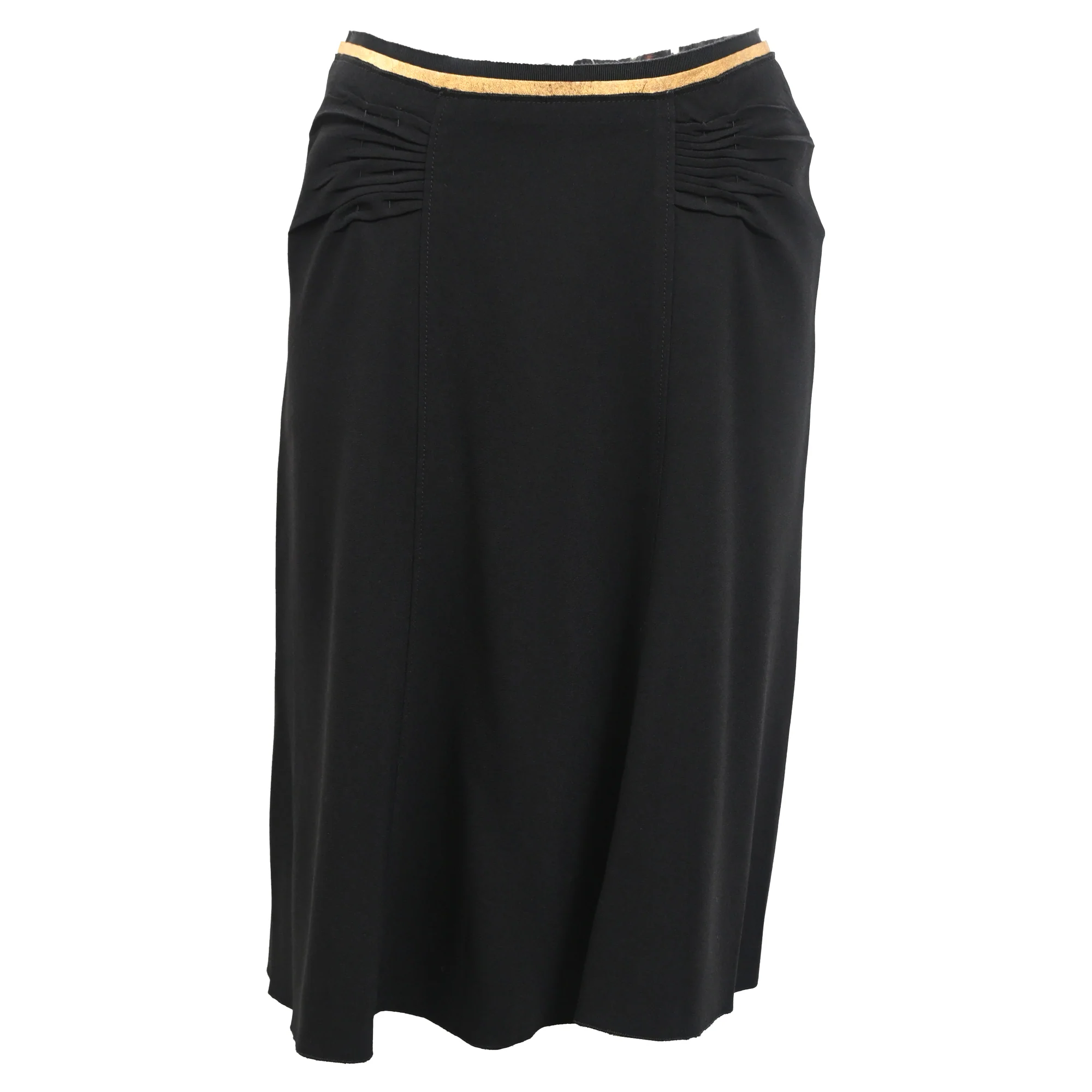 Women's Prada Scrunch-Detail Midi Skirt in Black Viscose