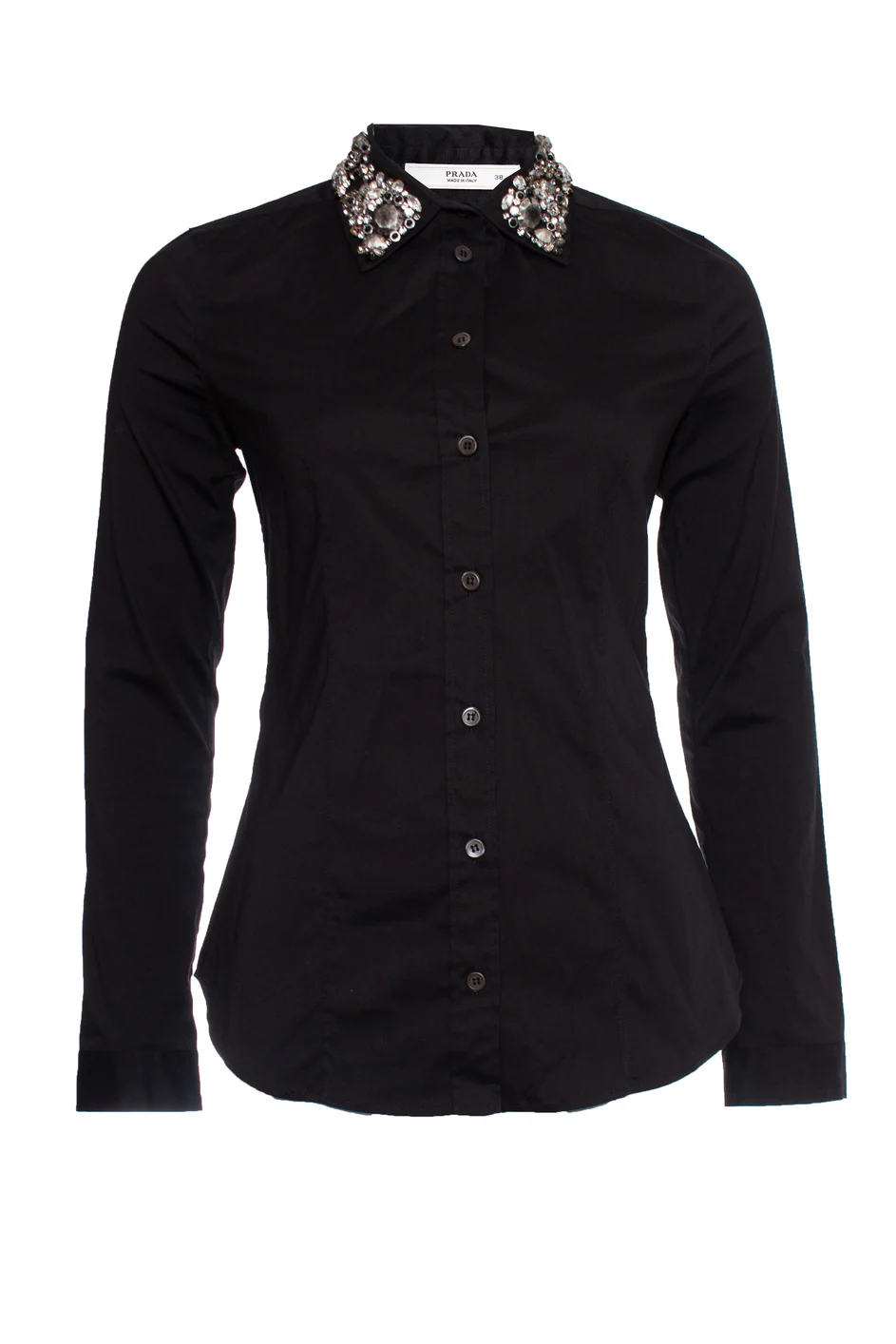 Women's Prada shirt with stones on the collar.