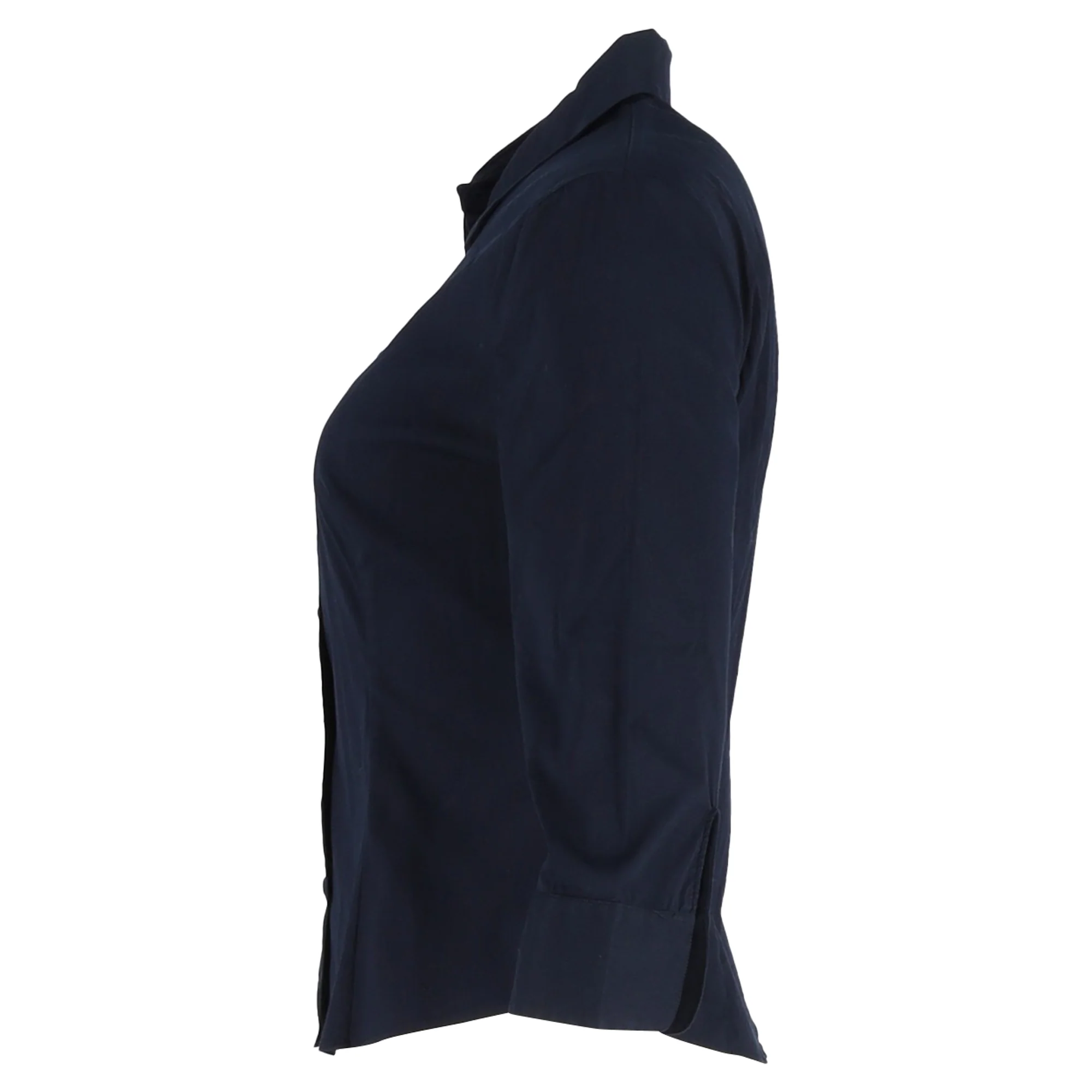 Women's Prada Slim-Fit 3/4 Sleeve Shirt in Navy Blue Cotton - Image 2