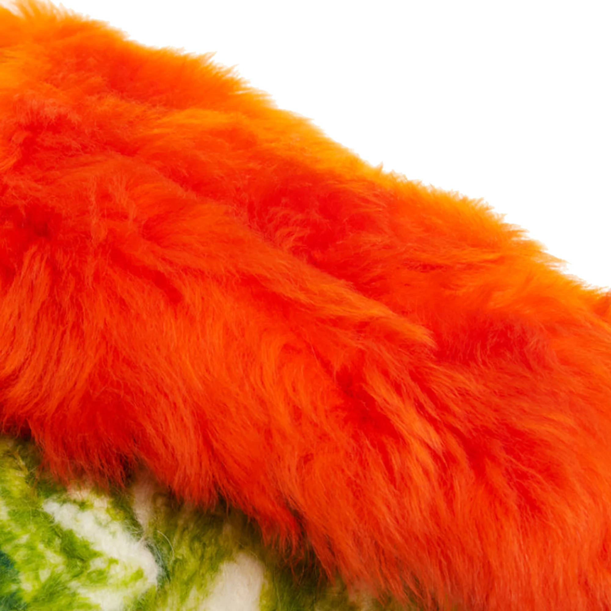 Women's rare PRADA 2017 Runway alpaca green floral orange sheep fur collar coat IT40 S - Image 9