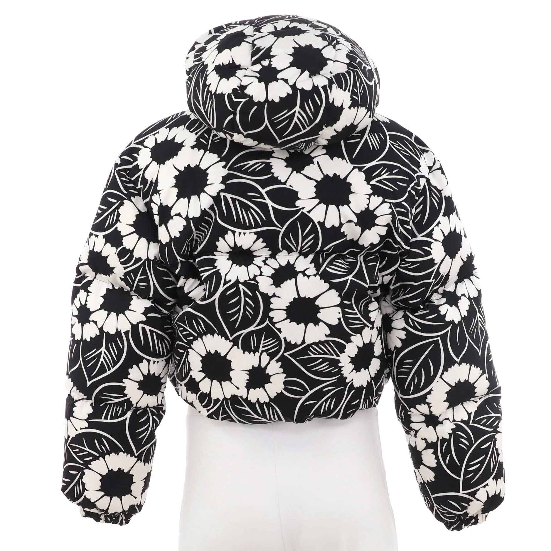 Women's Triangle Logo Hooded Puffer Jacket Printed Quilted Polyamide with Down - Image 2