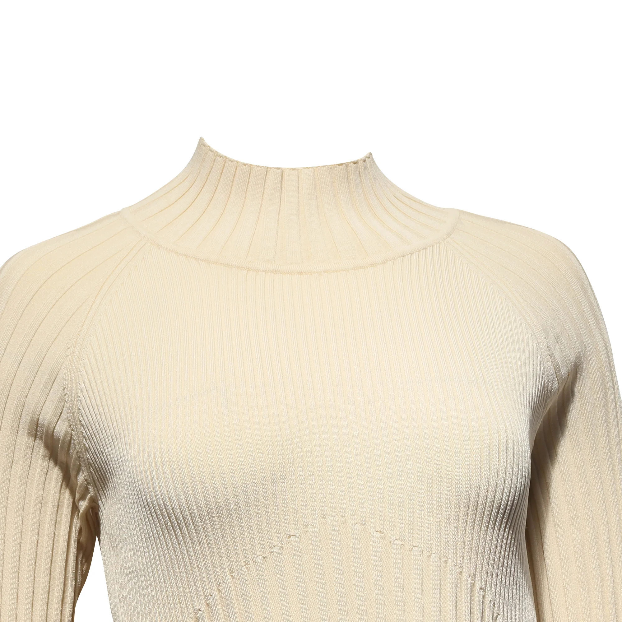 Women's Proenza Schouler Carmen Ribbed-Knit Midi Dress in Cream Viscose - Image 2