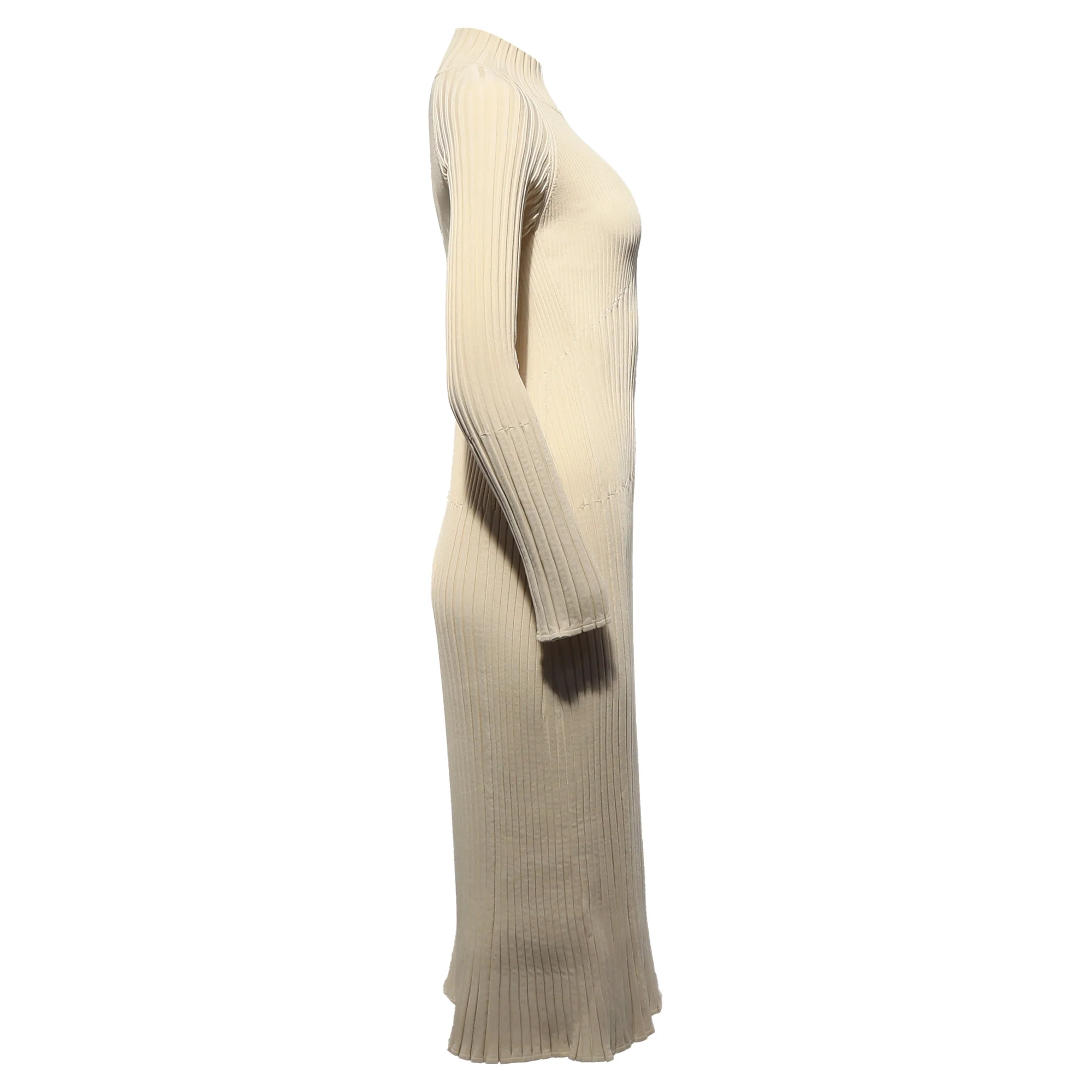 Women's Proenza Schouler Carmen Ribbed-Knit Midi Dress in Cream Viscose - Image 3