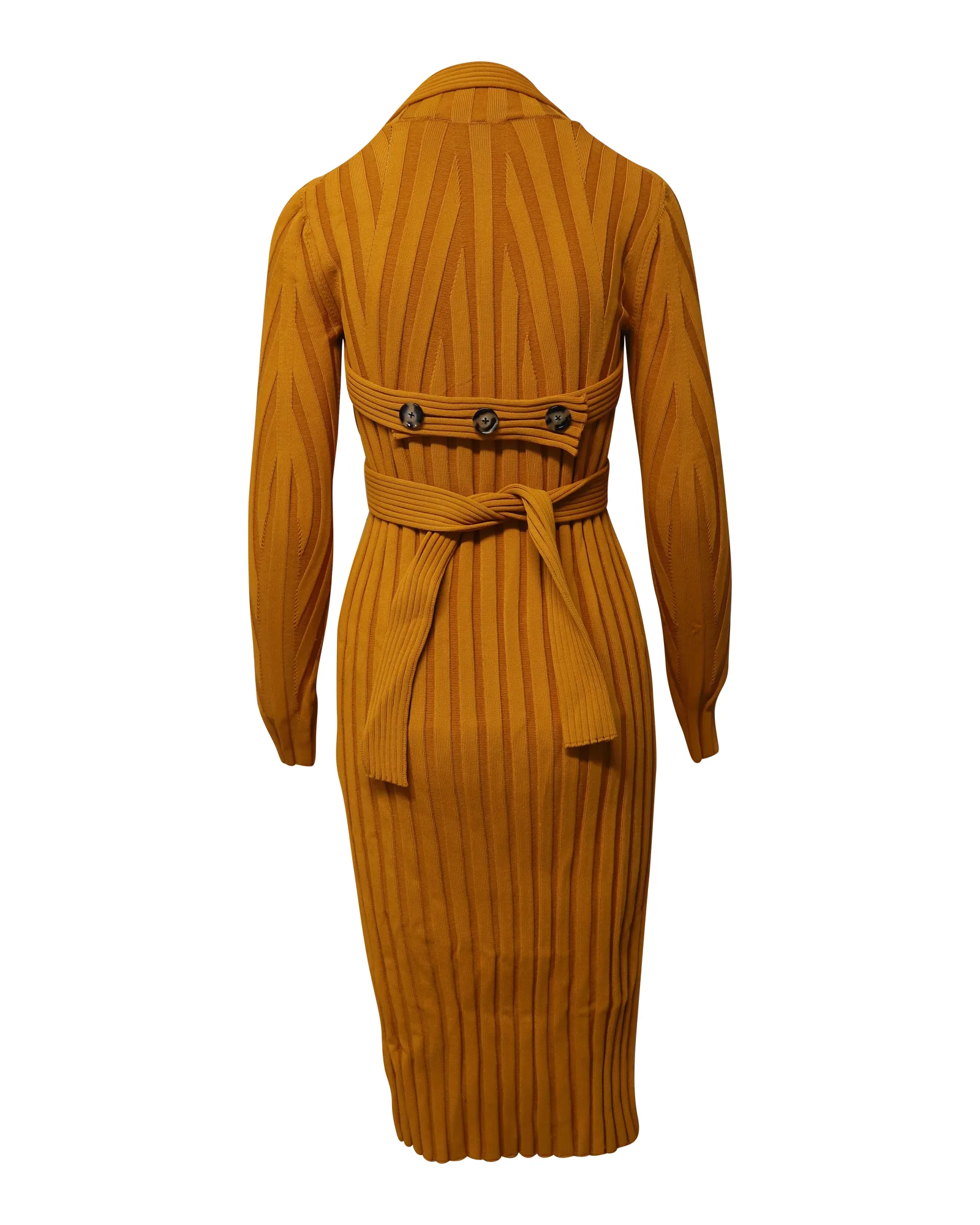 Women's Proenza Schouler Heavy Rib Long Sleeve Midi Dress in Yellow Viscose - Image 3