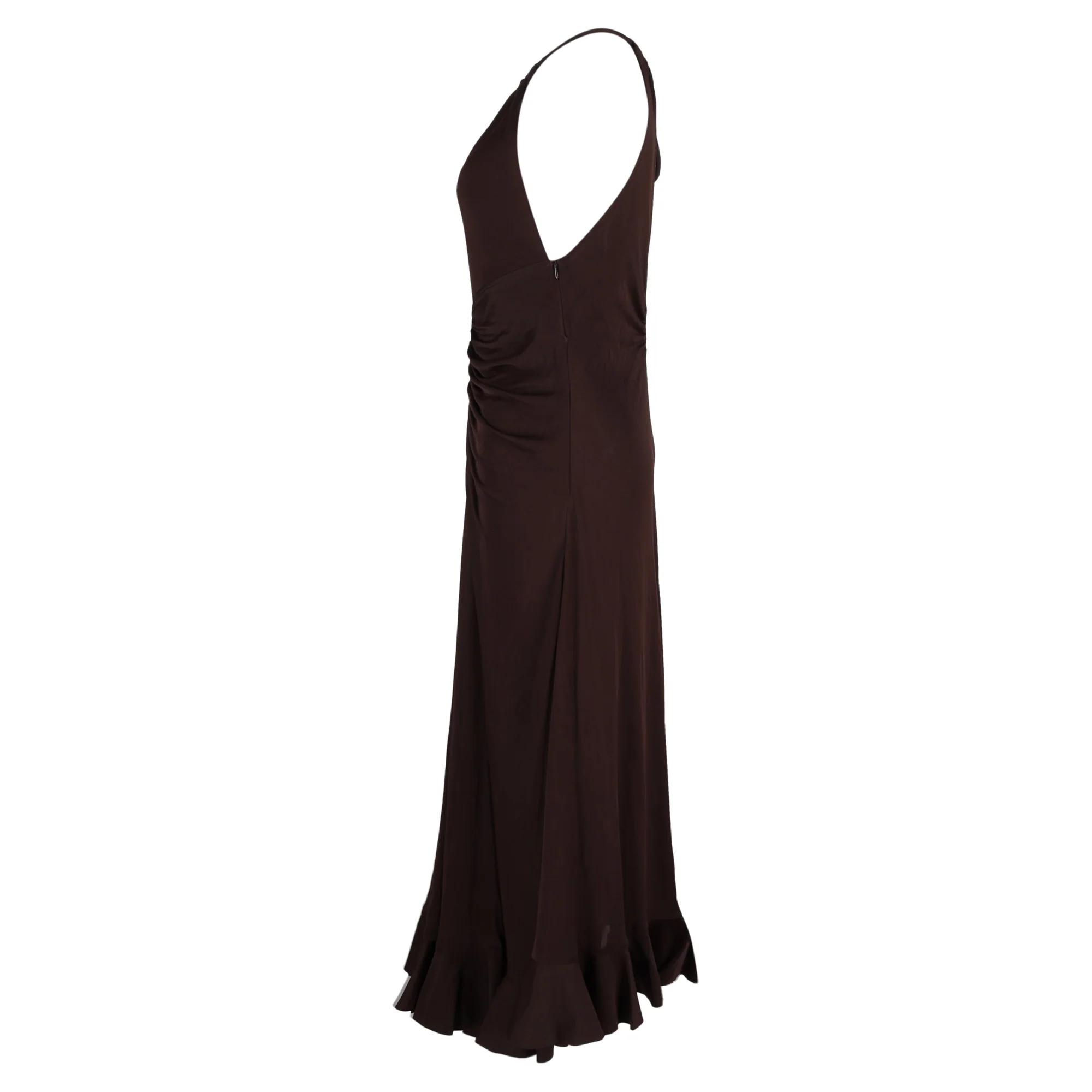 Women's Proenza Schouler Maxi Cut-Out Ruched Dress in Brown Viscose - Image 2