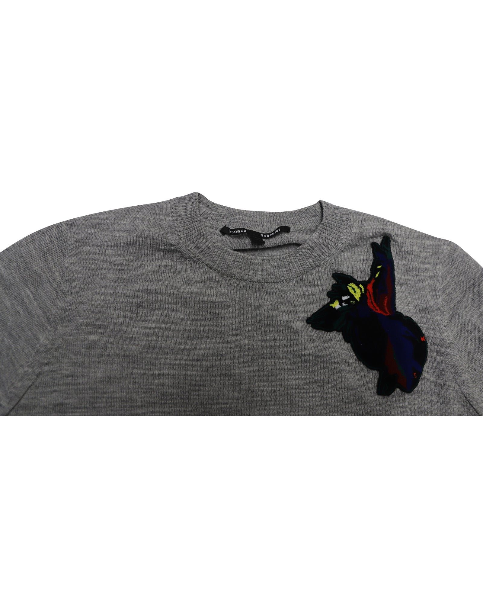 Women's Proenza Schouler Patch Sweater in Grey Wool - Image 6