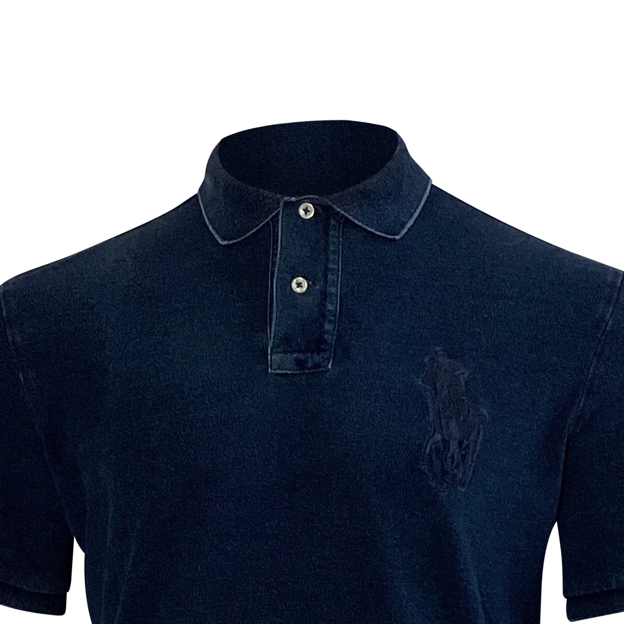 Men's Polo Ralph Lauren Big Pony Custom Slim Fit Mesh Polo Shirt in Navy Blue Cotton - Image 4
