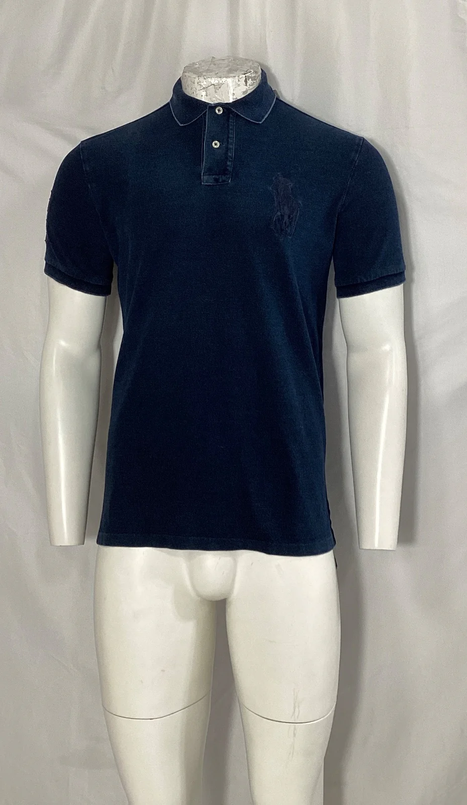 Men's Polo Ralph Lauren Big Pony Custom Slim Fit Mesh Polo Shirt in Navy Blue Cotton - Image 7