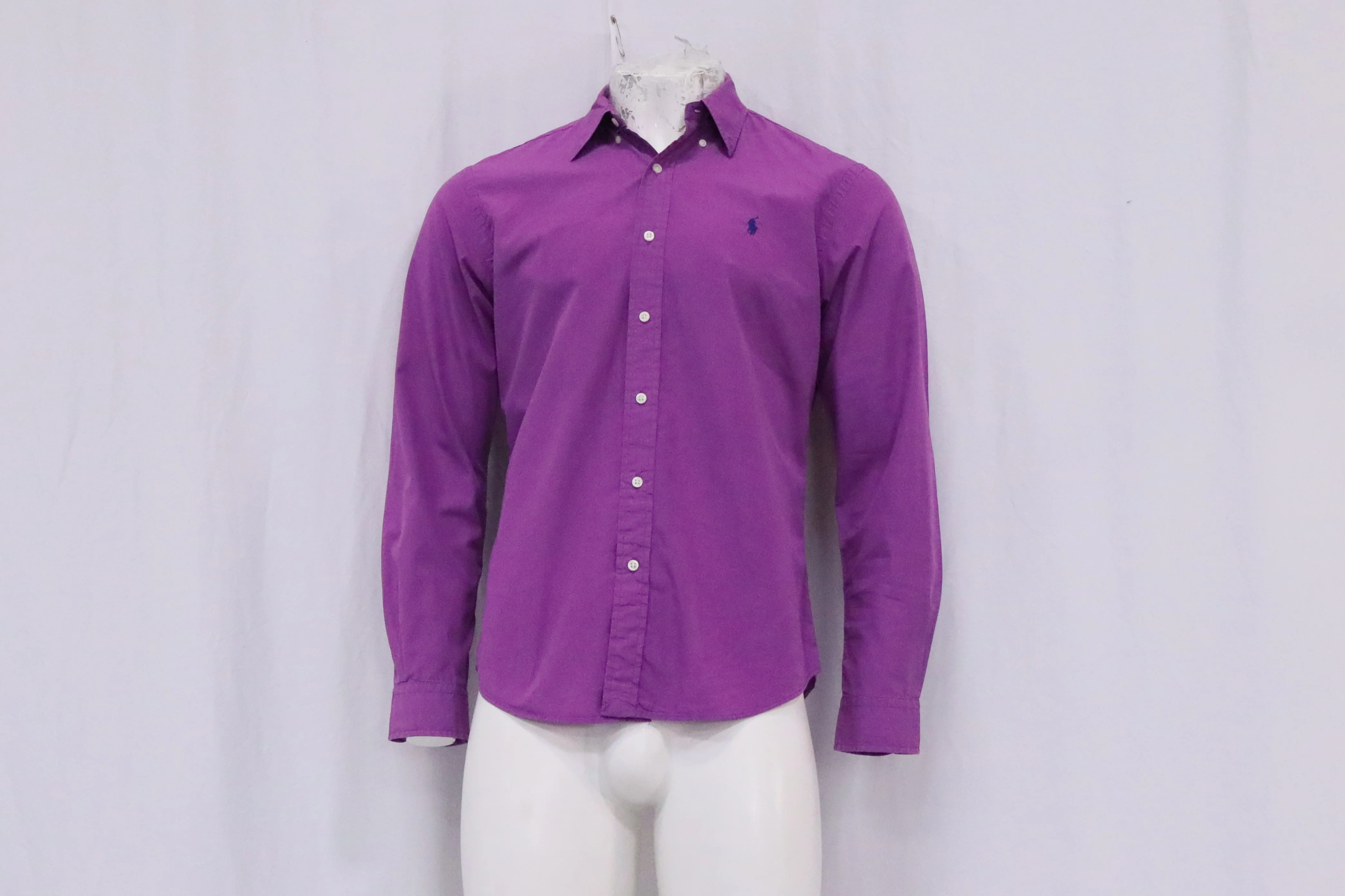 Men's Ralph Laurent Pony-Embroidered Long Sleeve Shirt in Purple Cotton - Image 8