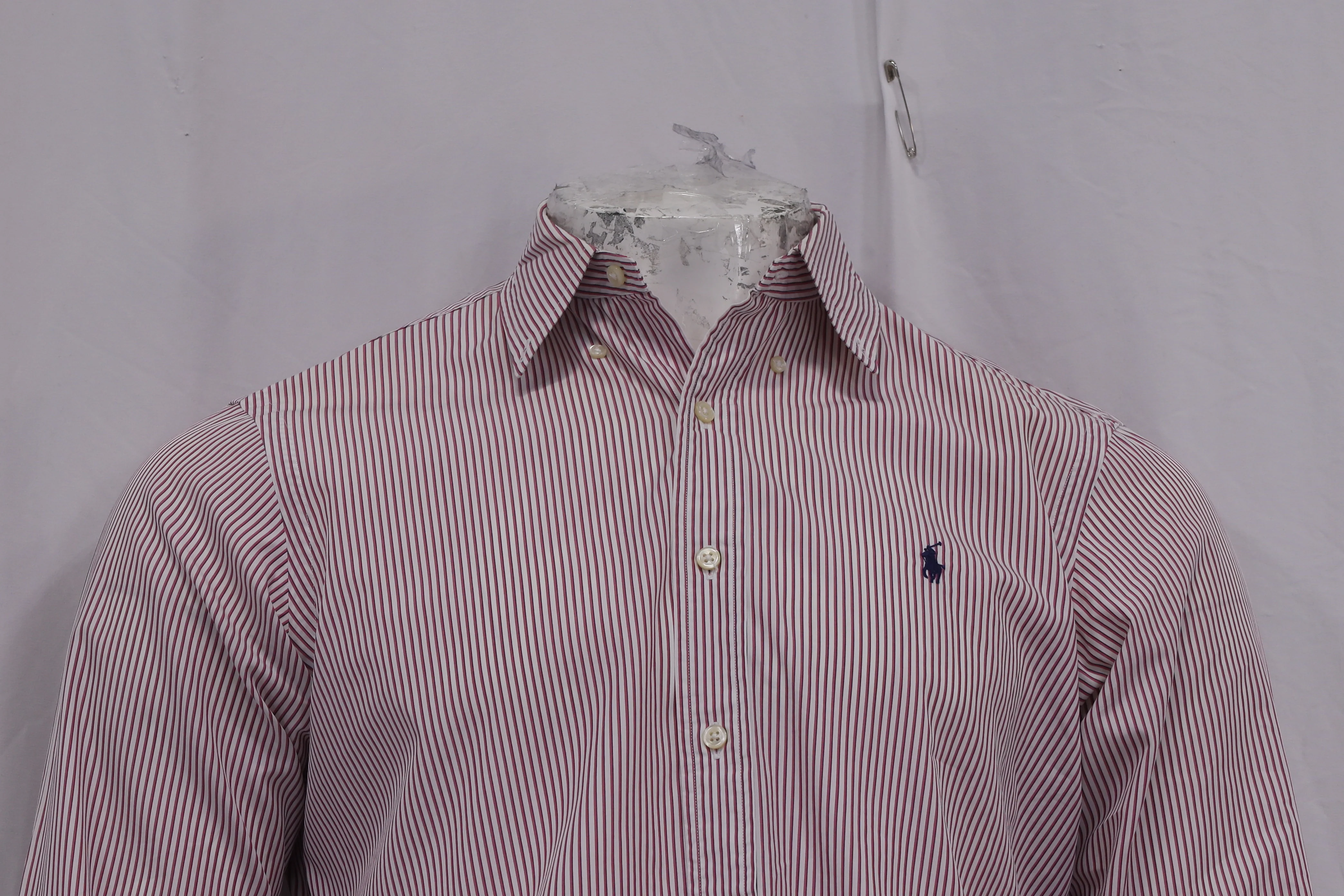 Men's Ralph Laurent Striped Pony-Embroidered Long Sleeve Shirt in Red Cotton - Image 8
