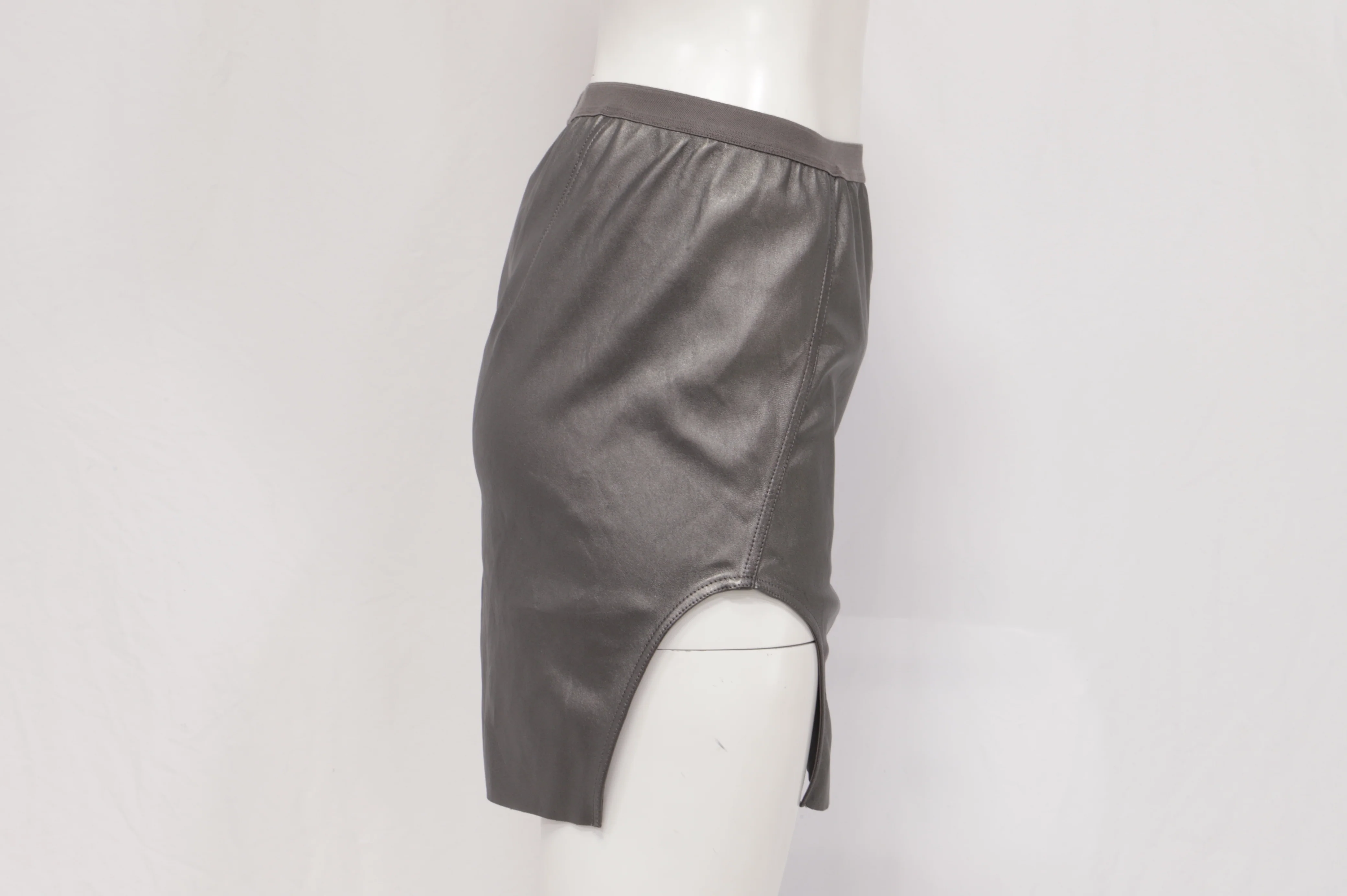 Women's Rick Owens Diana Mini Skirt in Grey Lamb Leather - Image 6
