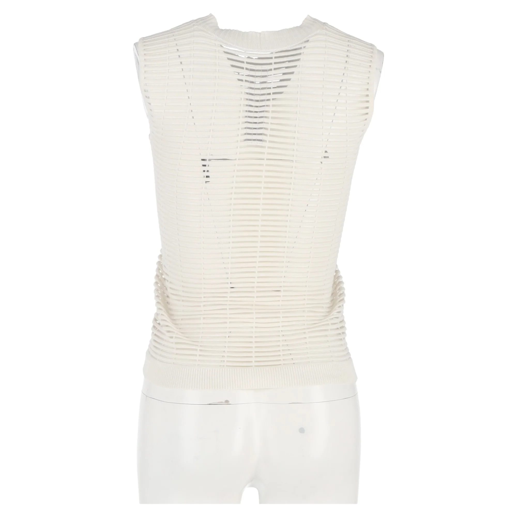 Women's  Rick Owens Knitted Vest Top in Cream Cotton - Image 6