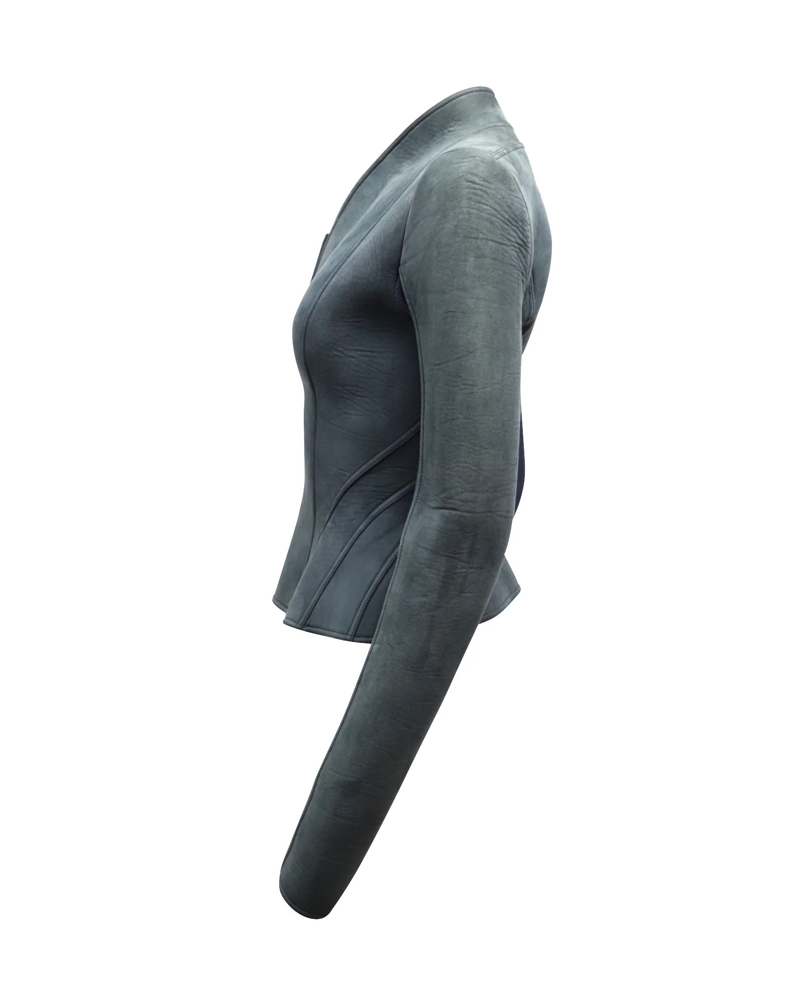 Women's Rick Owens Lilies Campala Jacket in Blue Suede - Image 3