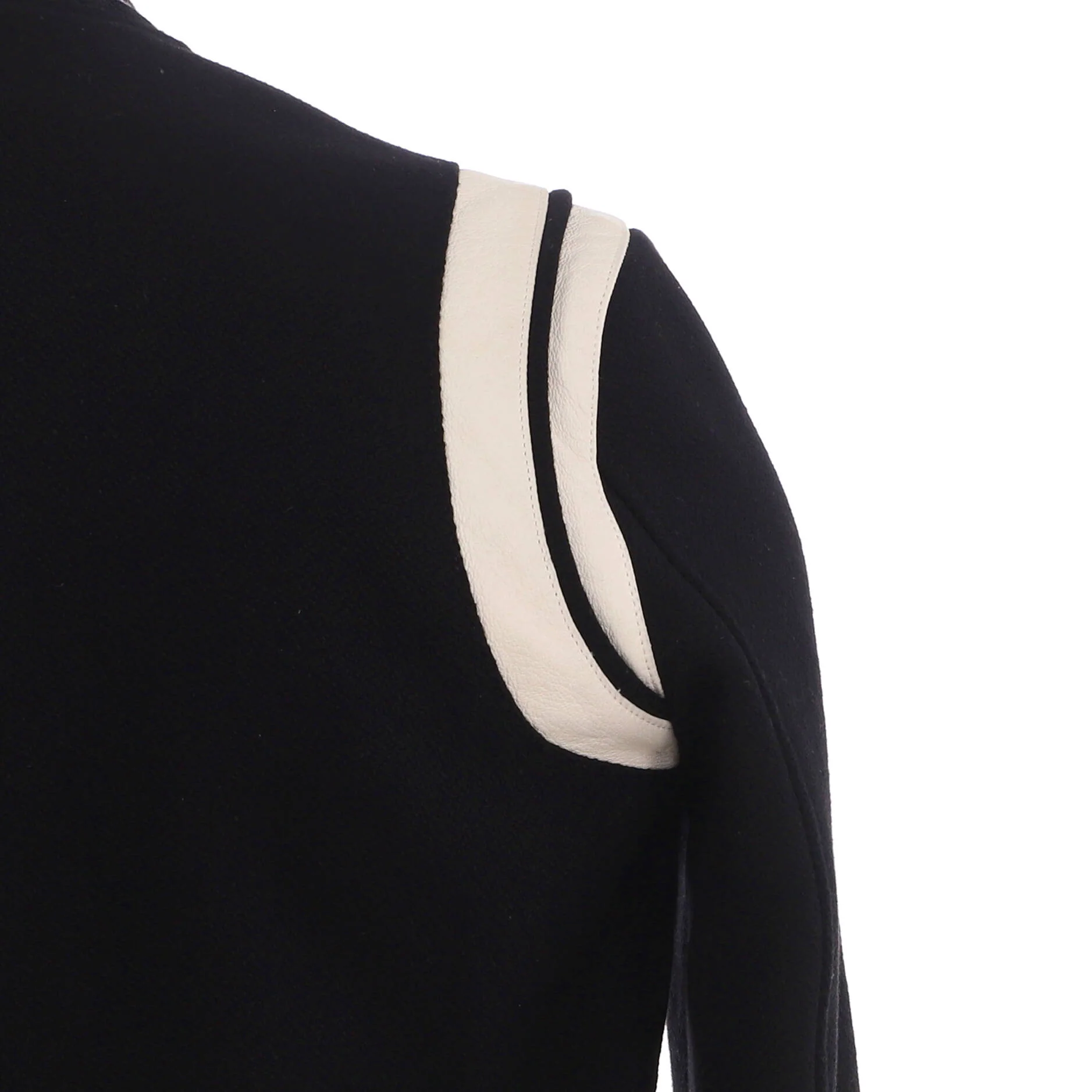 Men's Classic Teddy Bomber Jacket Wool Blend with Leather - Image 3