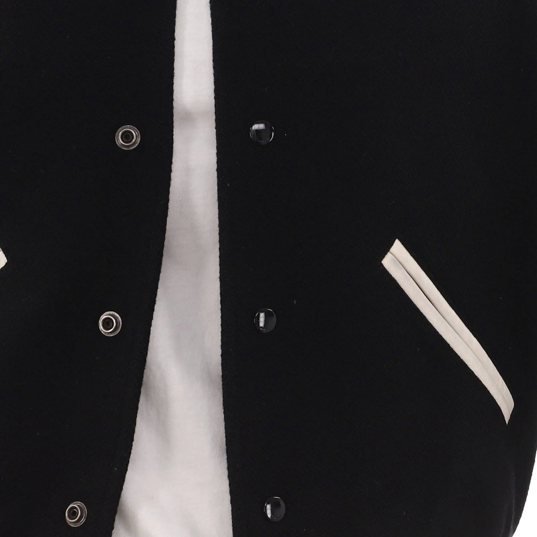 Men's Classic Teddy Bomber Jacket Wool Blend with Leather - Image 4