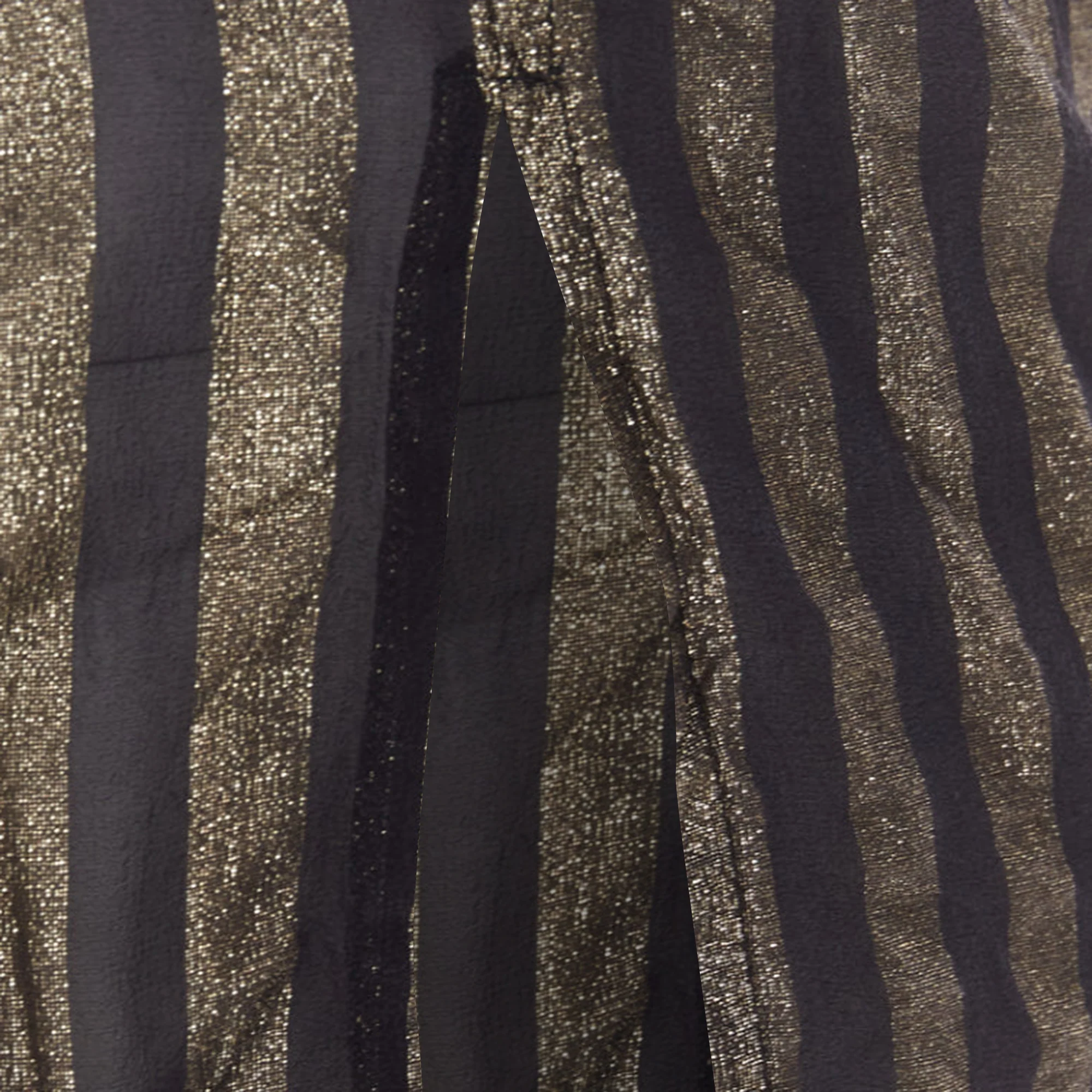Men's SAINT LAURENT 2019 Runway black gold metallic lurex striped sheer shirt EU38 S - Image 7