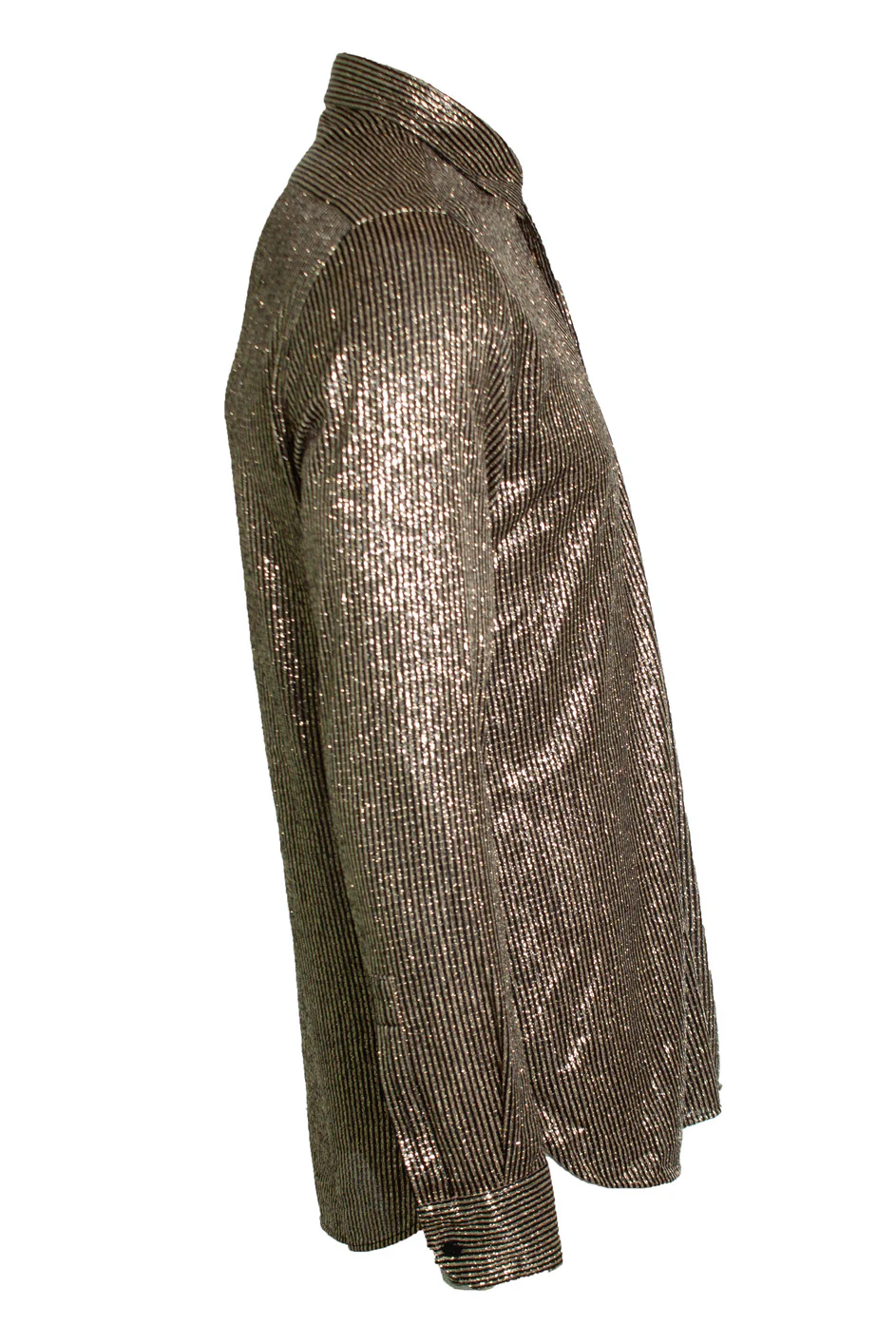 Men's Saint Laurent, Black and gold striped lurex shirt - Image 4