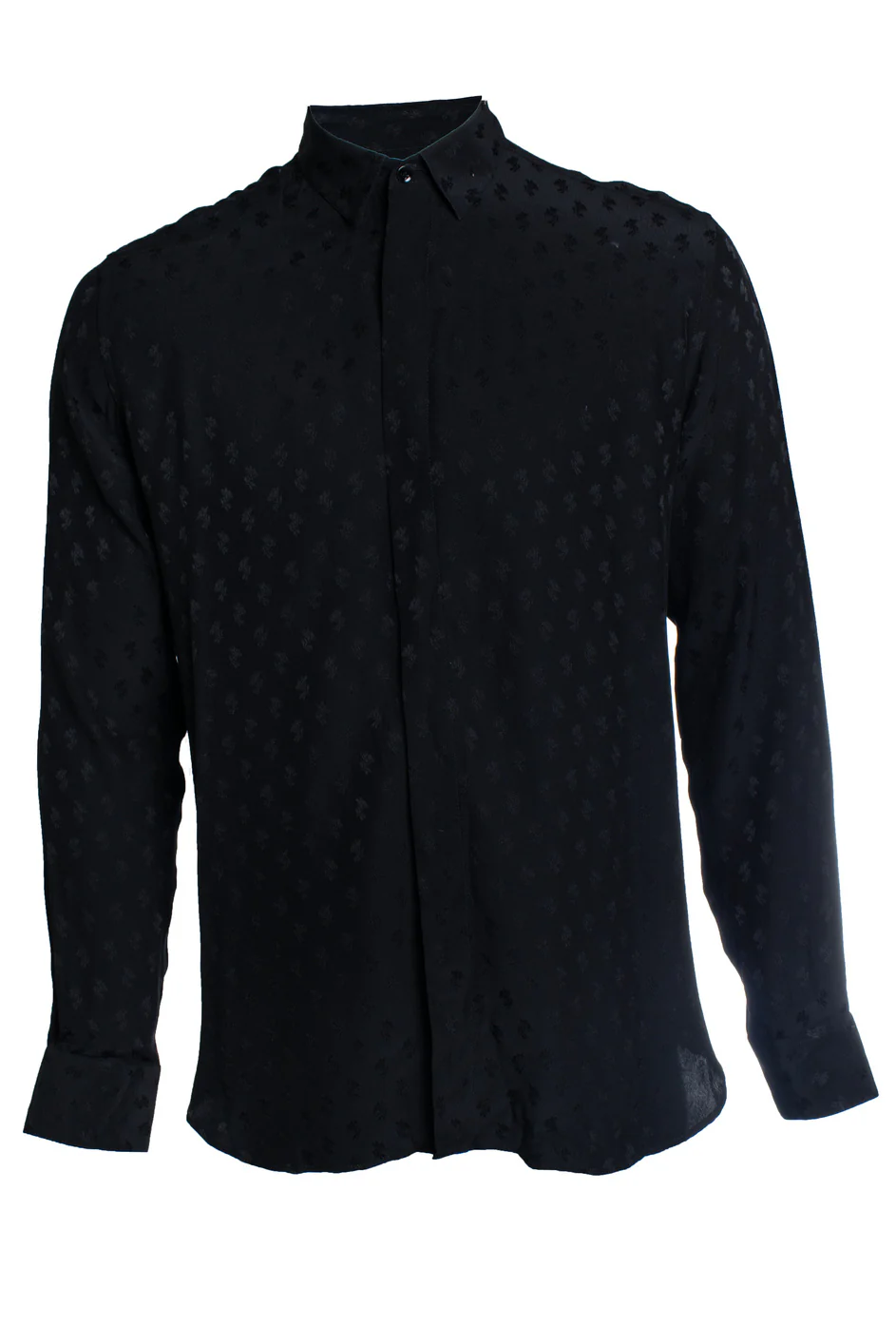 Men's Saint Laurent, black shirt with leaf print