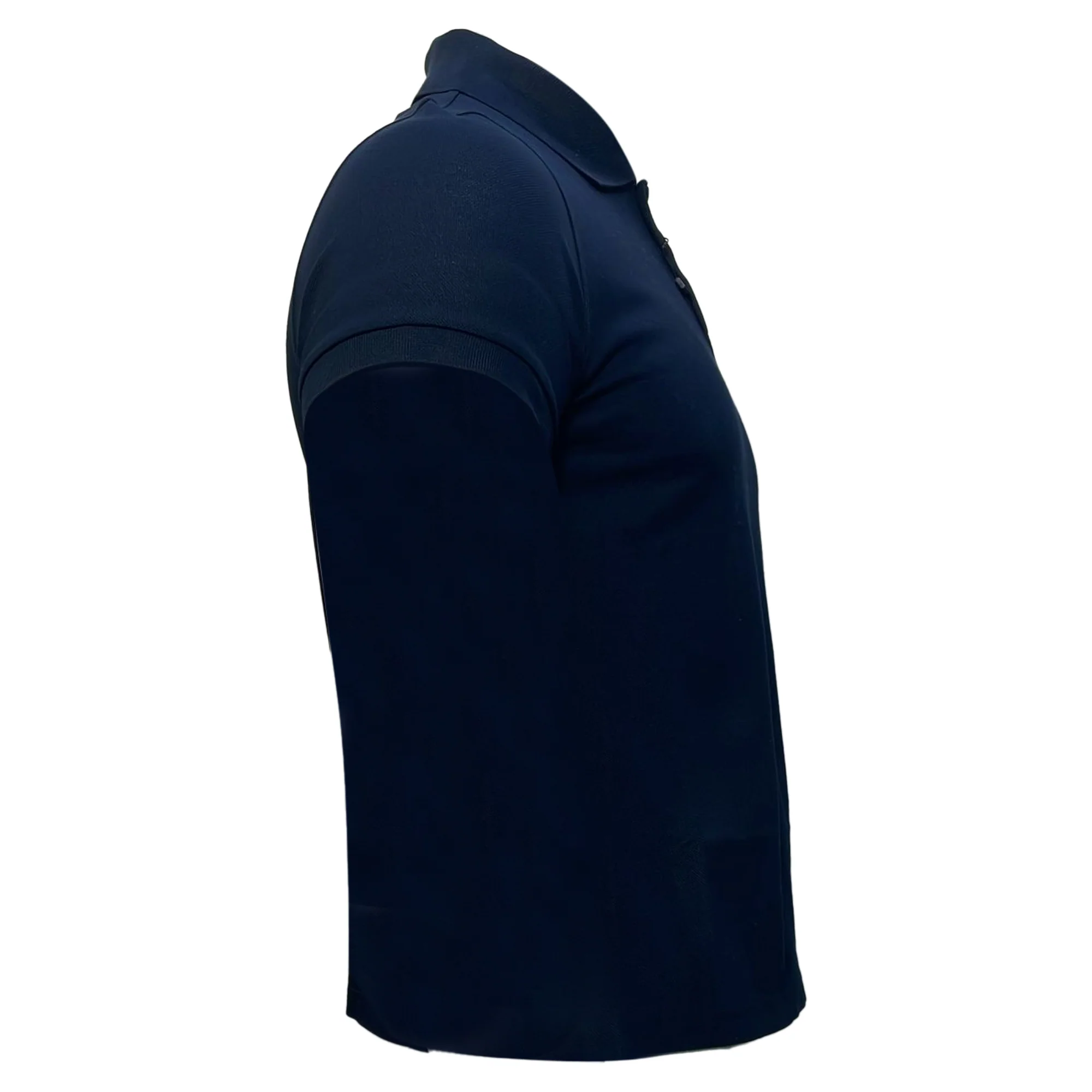 Men's Saint Laurent Cassandre Embroidered-Logo Polo Shirt in Navy Blue Cotton - Image 3