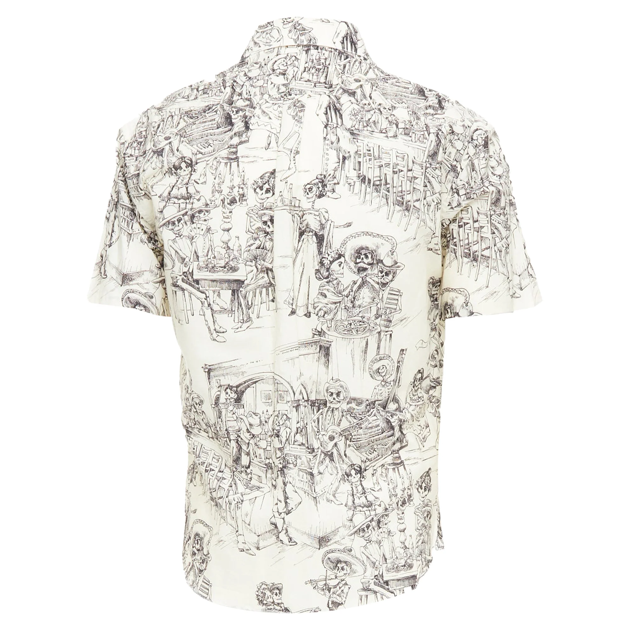 Men's Saint Laurent cream skeleton western party print hawaiian shirt - Image 5