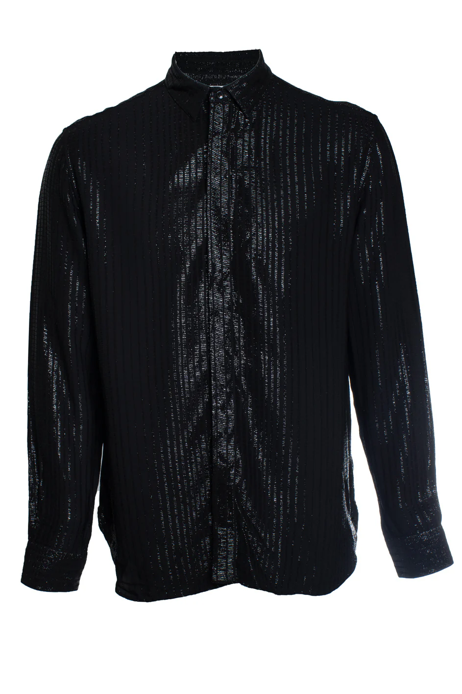 Men's Saint Laurent, metallic striped shirt in black