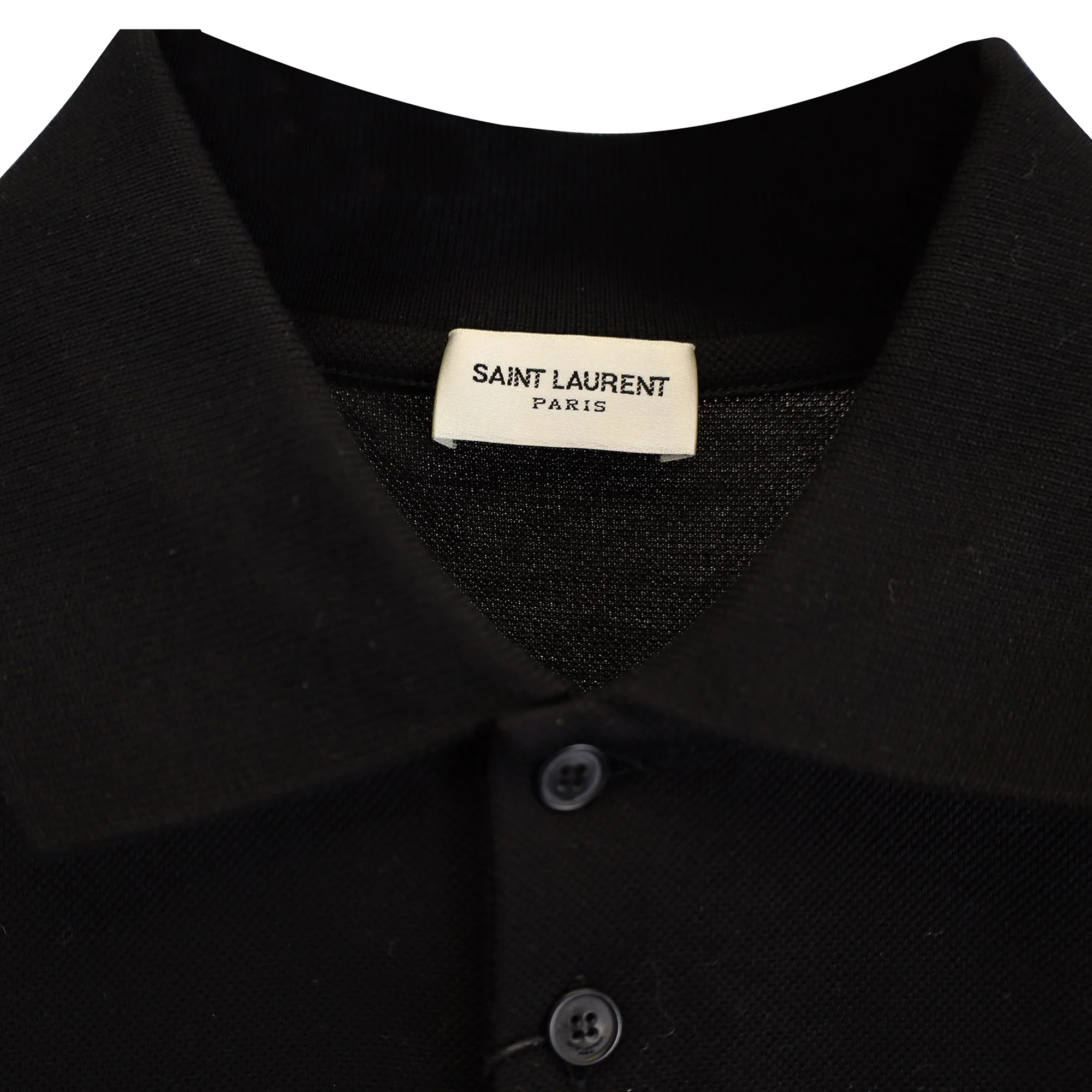Men's Saint Laurent Paris Cassandre Polo Shirt in Black Cotton - Image 2