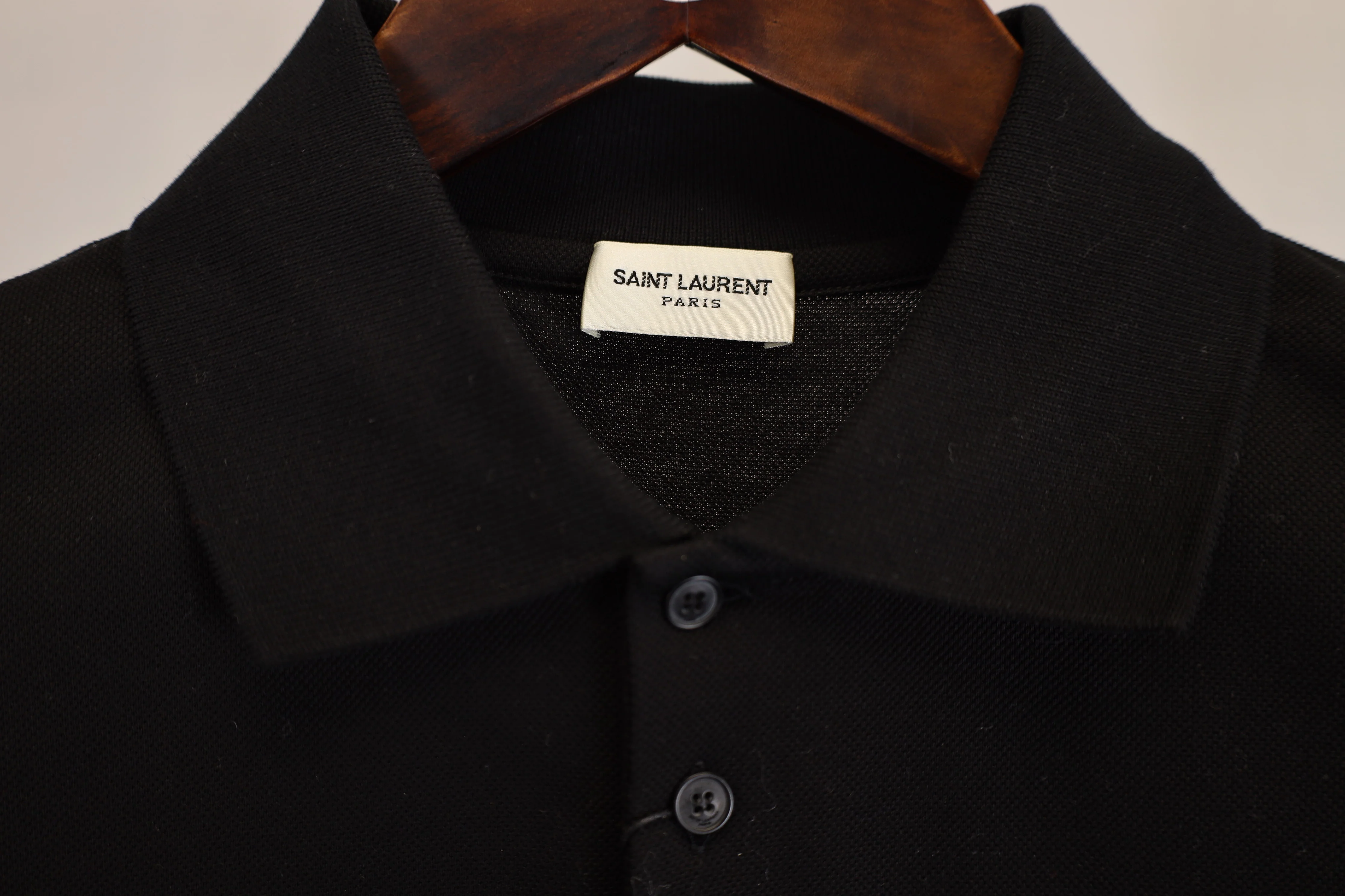 Men's  Saint Laurent Paris Cassandre Polo Shirt in Black Cotton - Image 9