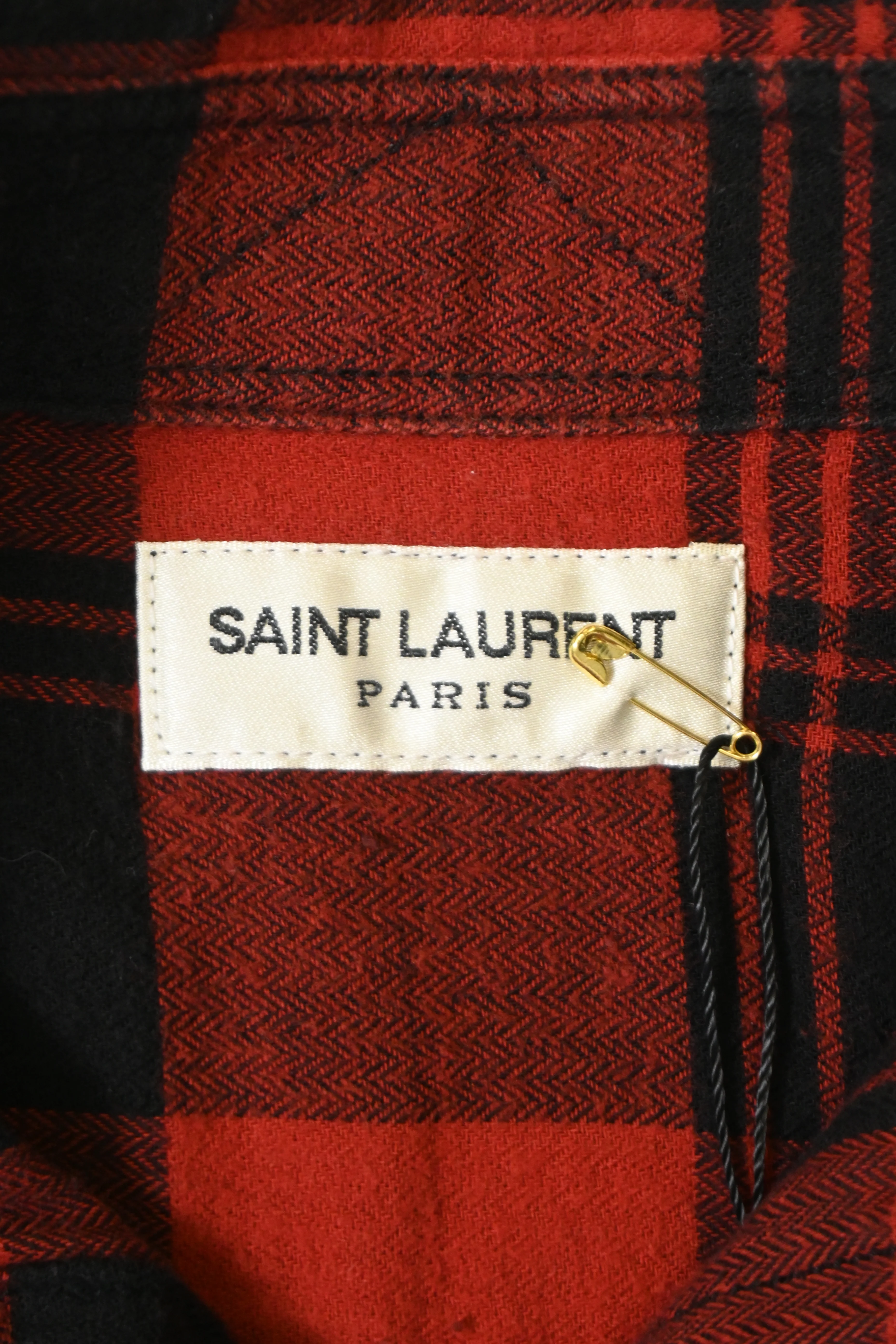 Men's Saint Laurent Plaid Shirt in Red Cotton - Image 10