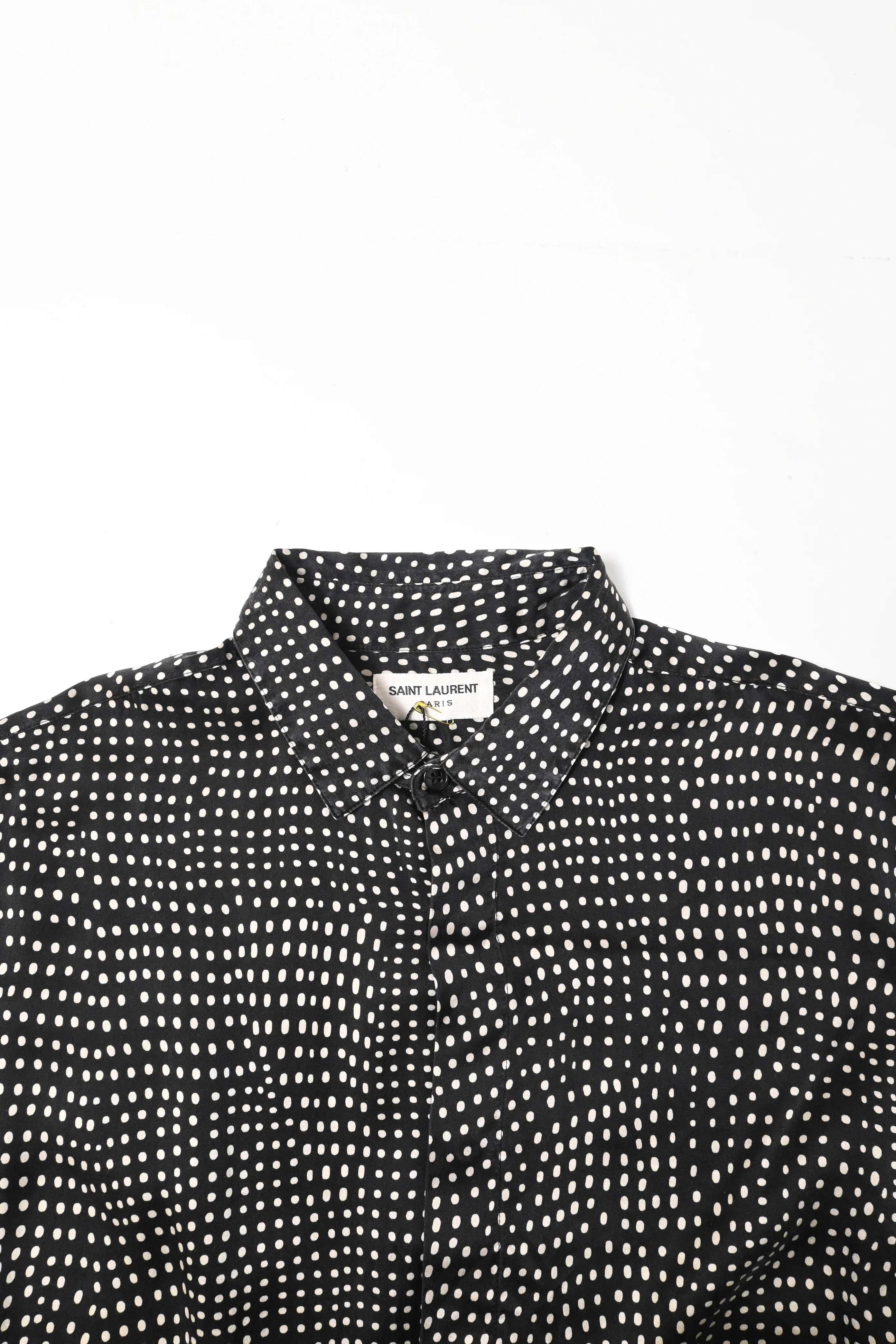Men's Saint Laurent Pointillism Shirt in Black Silk - Image 10
