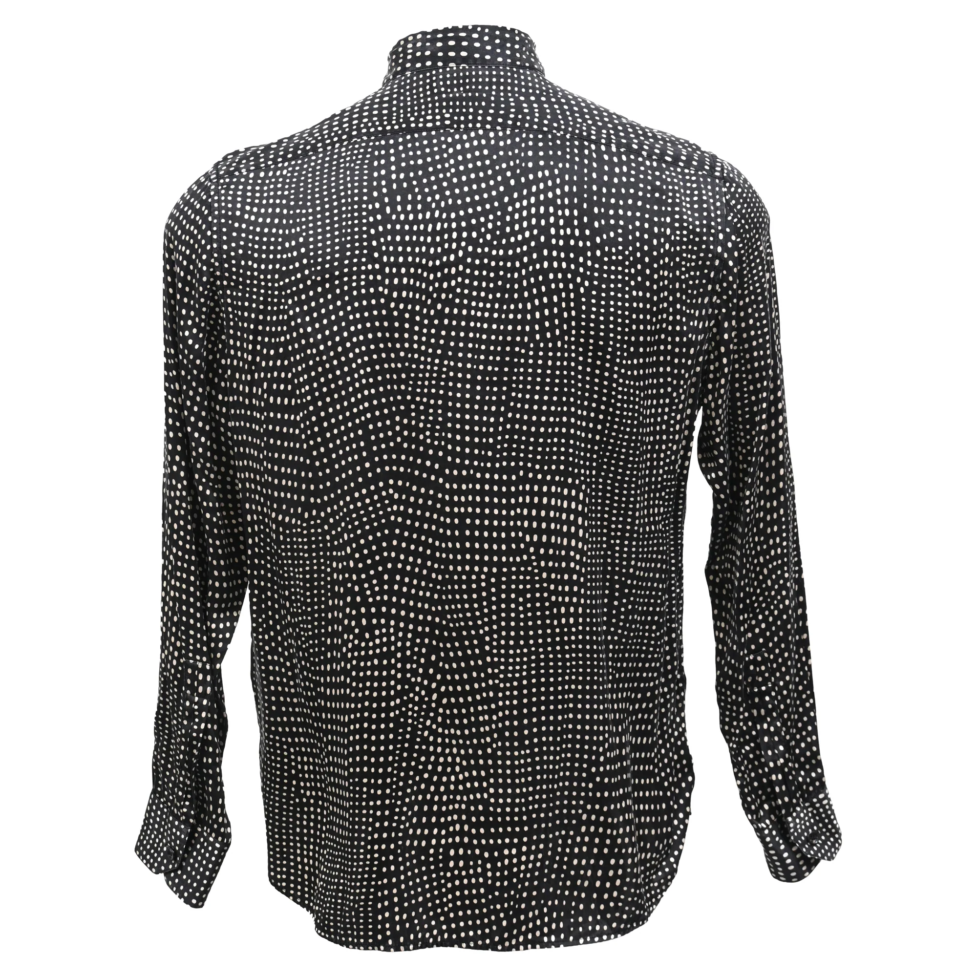 Men's Saint Laurent Pointillism Shirt in Black Silk - Image 3