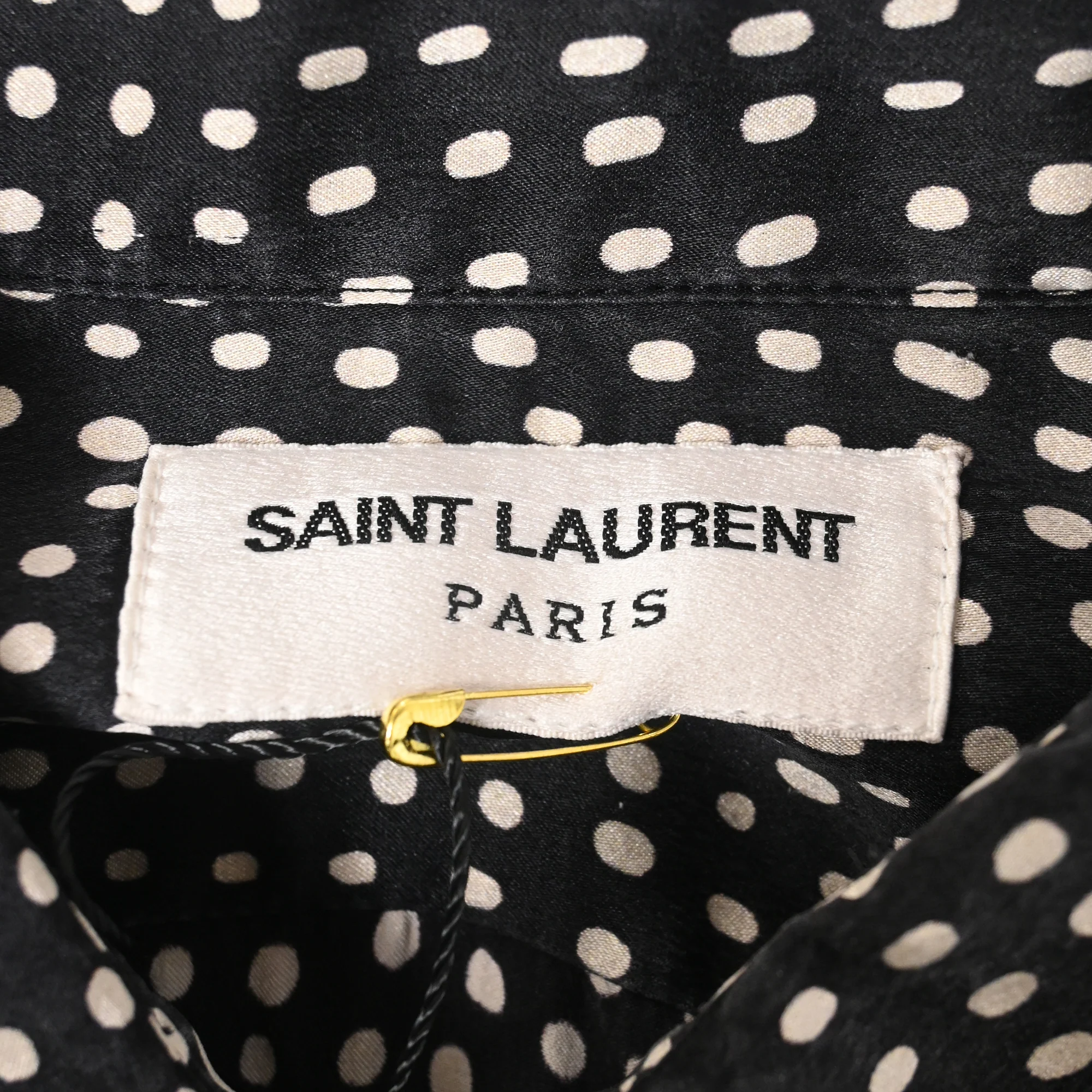 Men's Saint Laurent Pointillism Shirt in Black Silk - Image 4