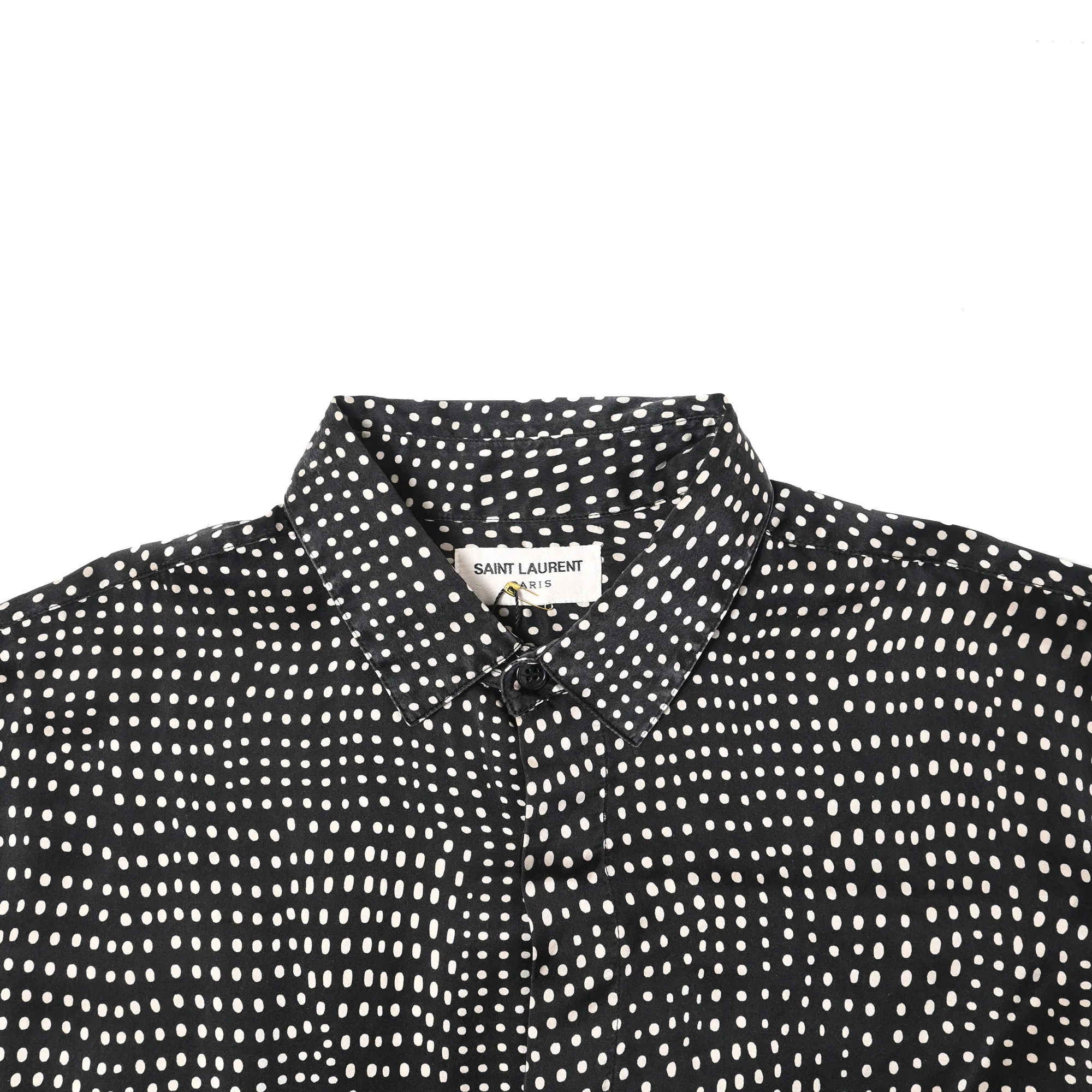 Men's Saint Laurent Pointillism Shirt in Black Silk - Image 5