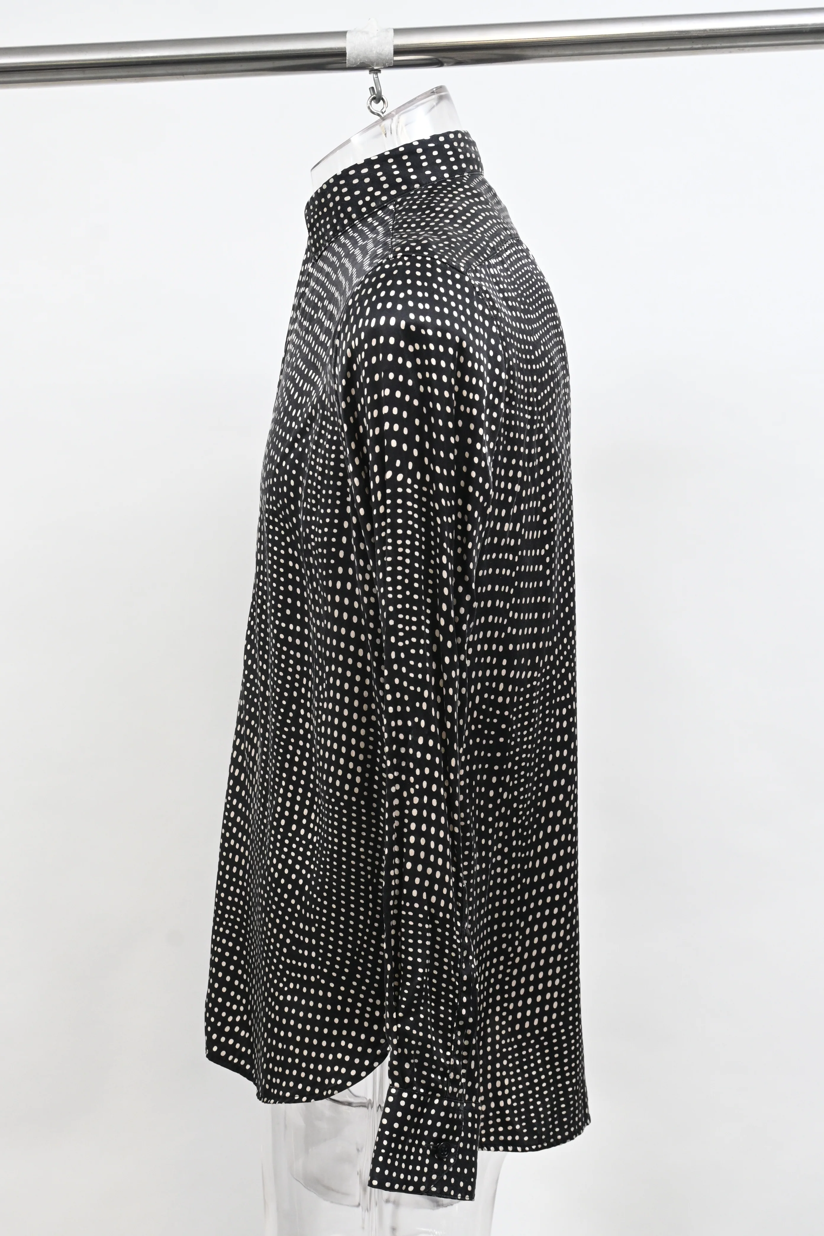 Men's Saint Laurent Pointillism Shirt in Black Silk - Image 7
