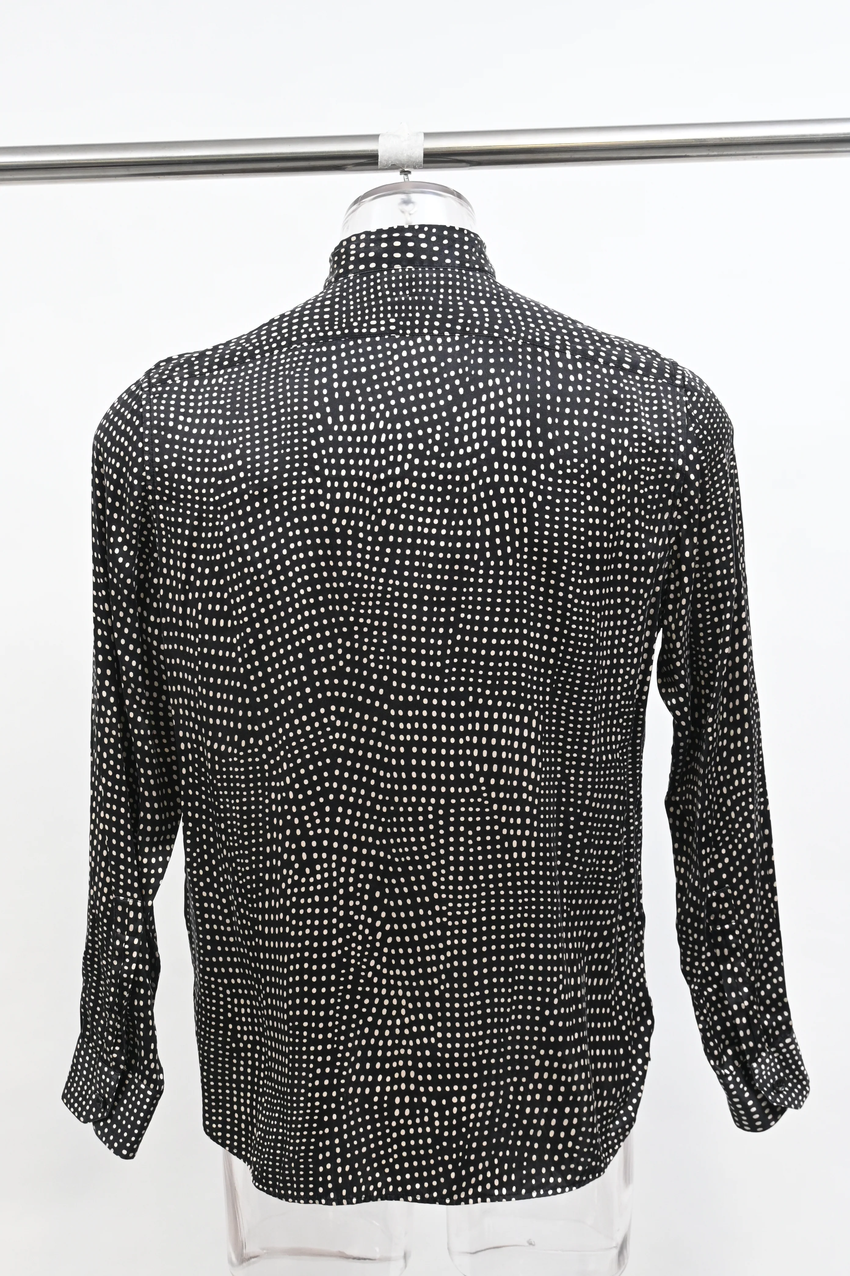 Men's Saint Laurent Pointillism Shirt in Black Silk - Image 8