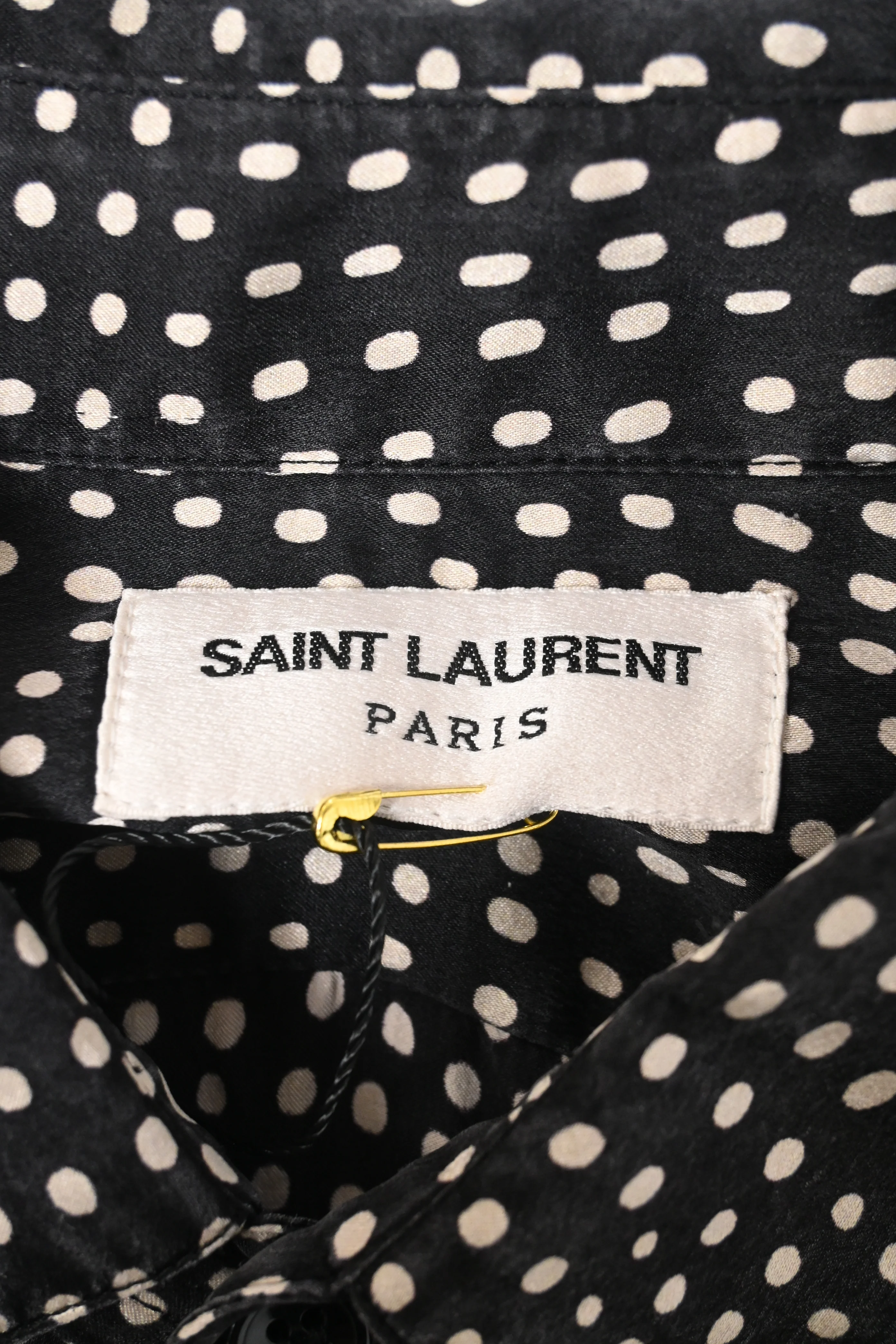 Men's Saint Laurent Pointillism Shirt in Black Silk - Image 9