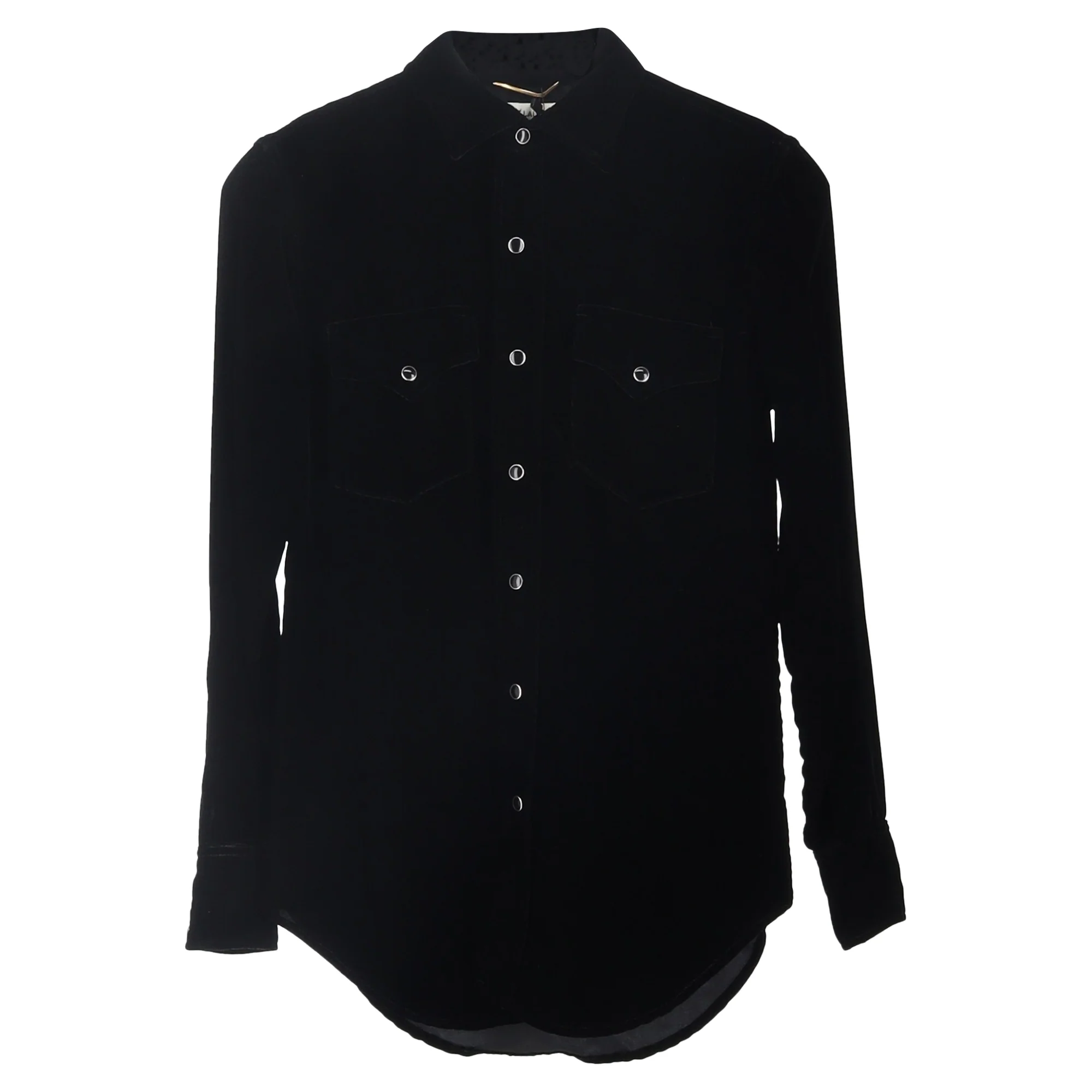 Women's Saint Laurent Button-Up Shirt in Black Velvet