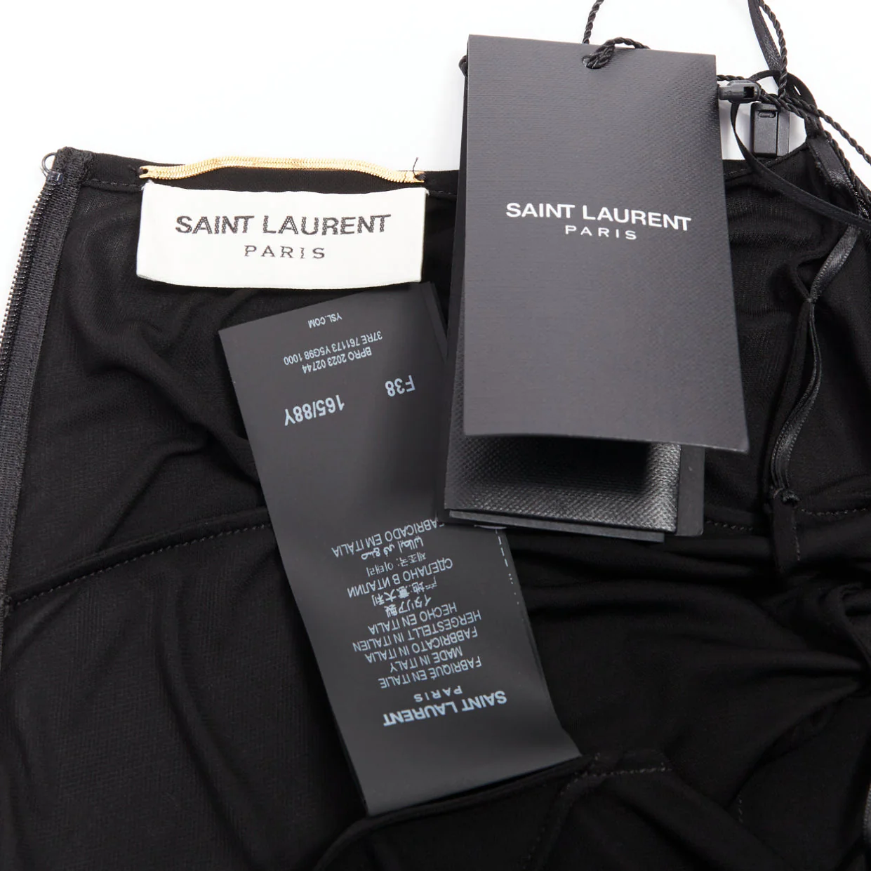 Women's Saint Laurent cut out gathered off shoulder open back dress - Image 9