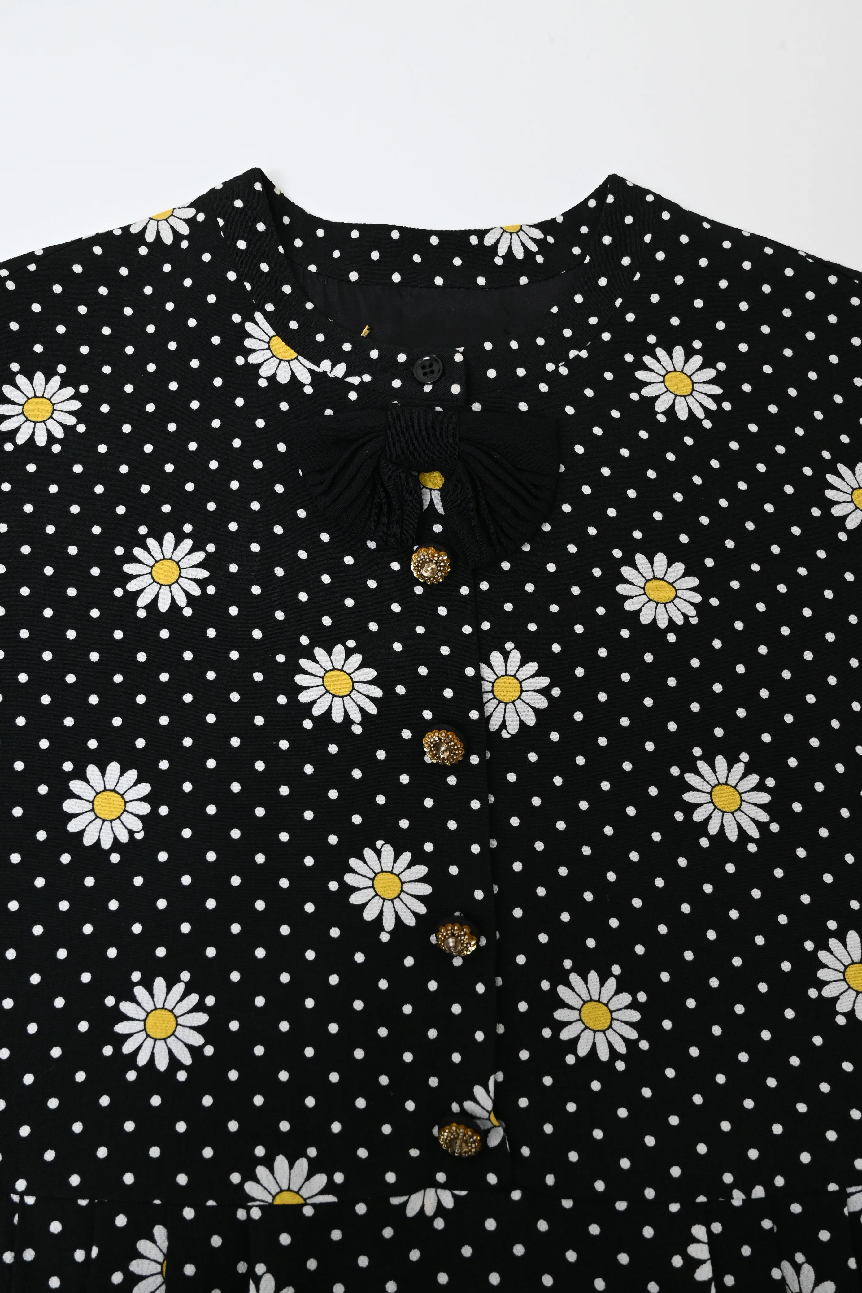 Women's Saint Laurent Daisy Print Mini Dress in Black Silk - Image 10