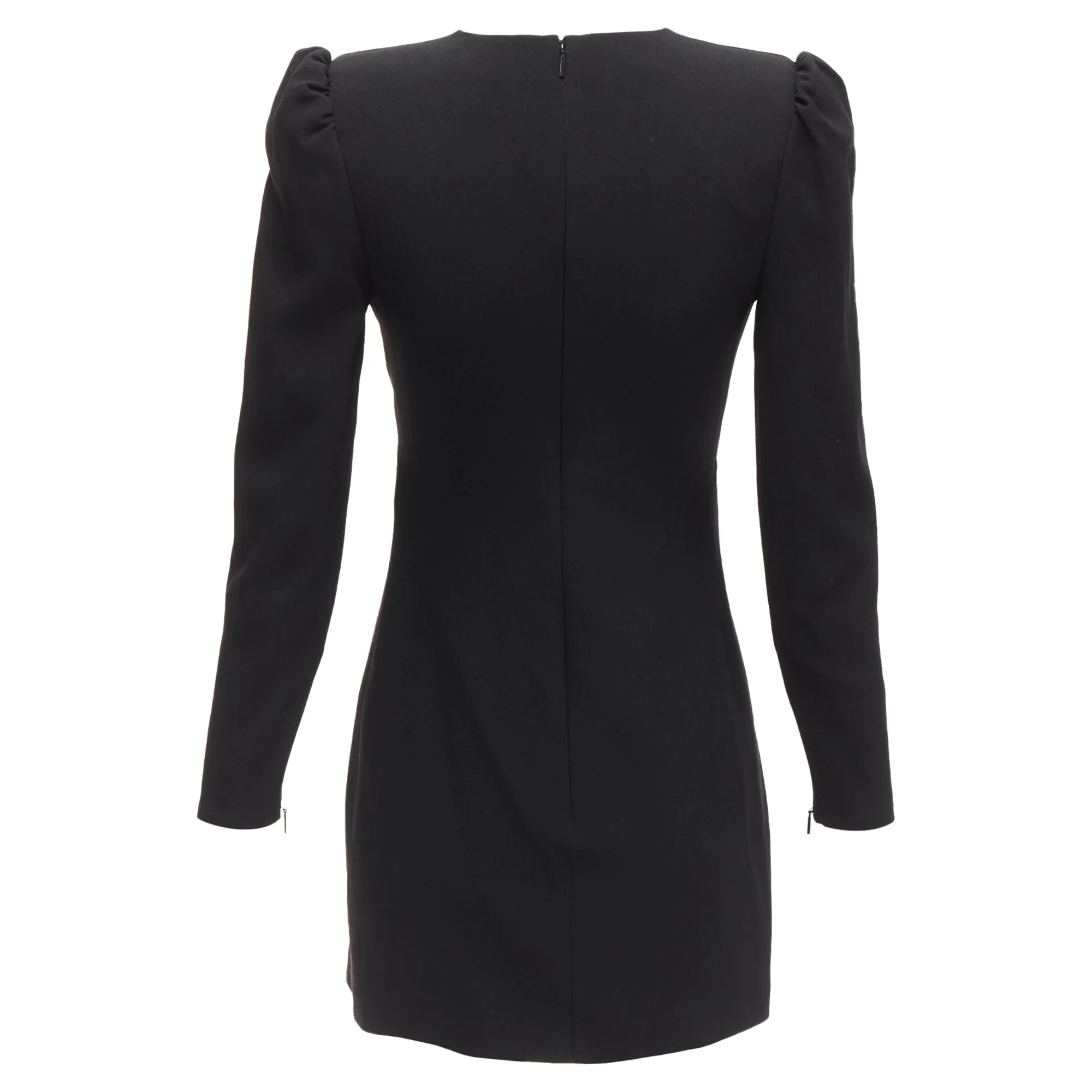 Women's Saint Laurent deep V neck wrapped buttons mini dress - Image 5